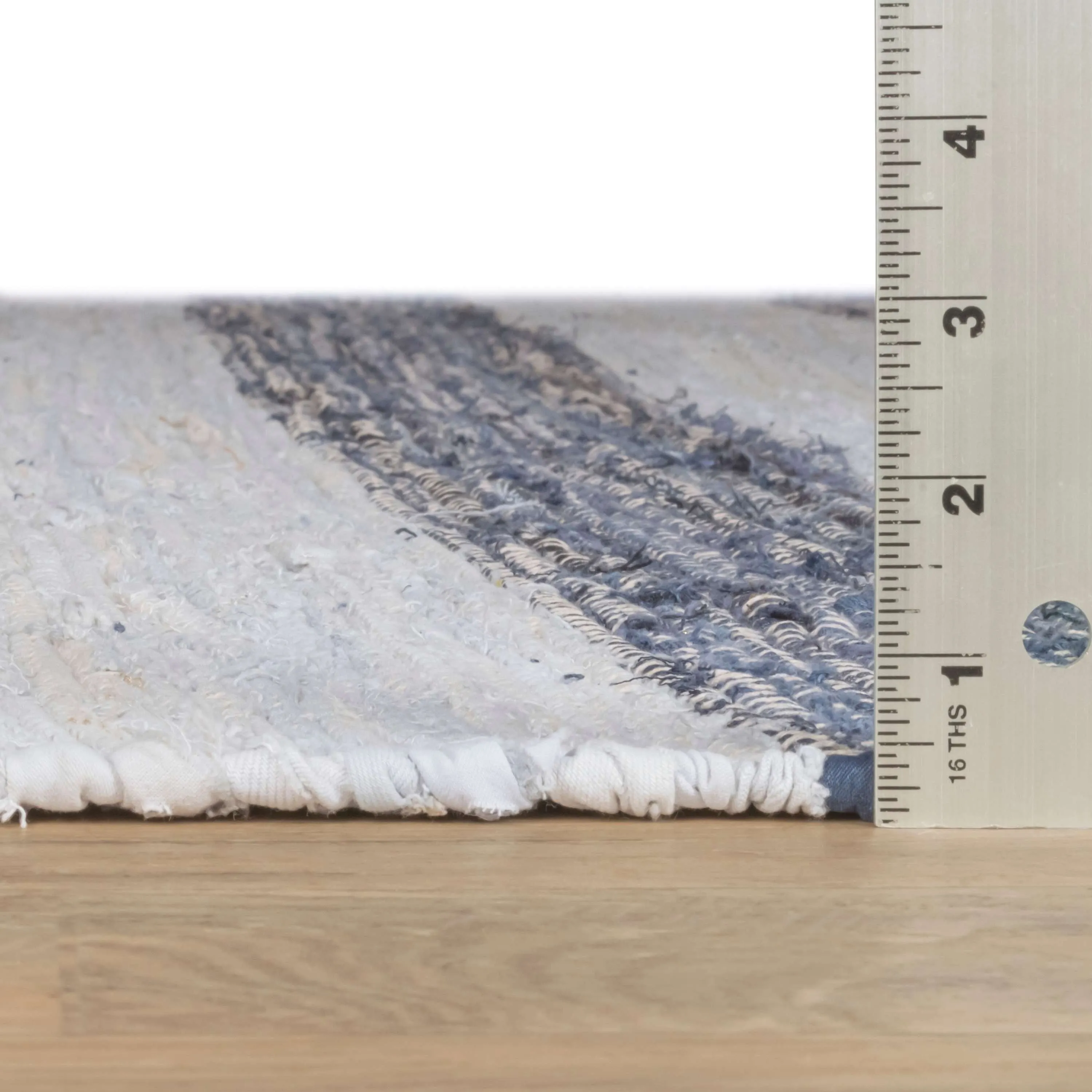 Striped Rag Denim Handwoven Cotton Rug