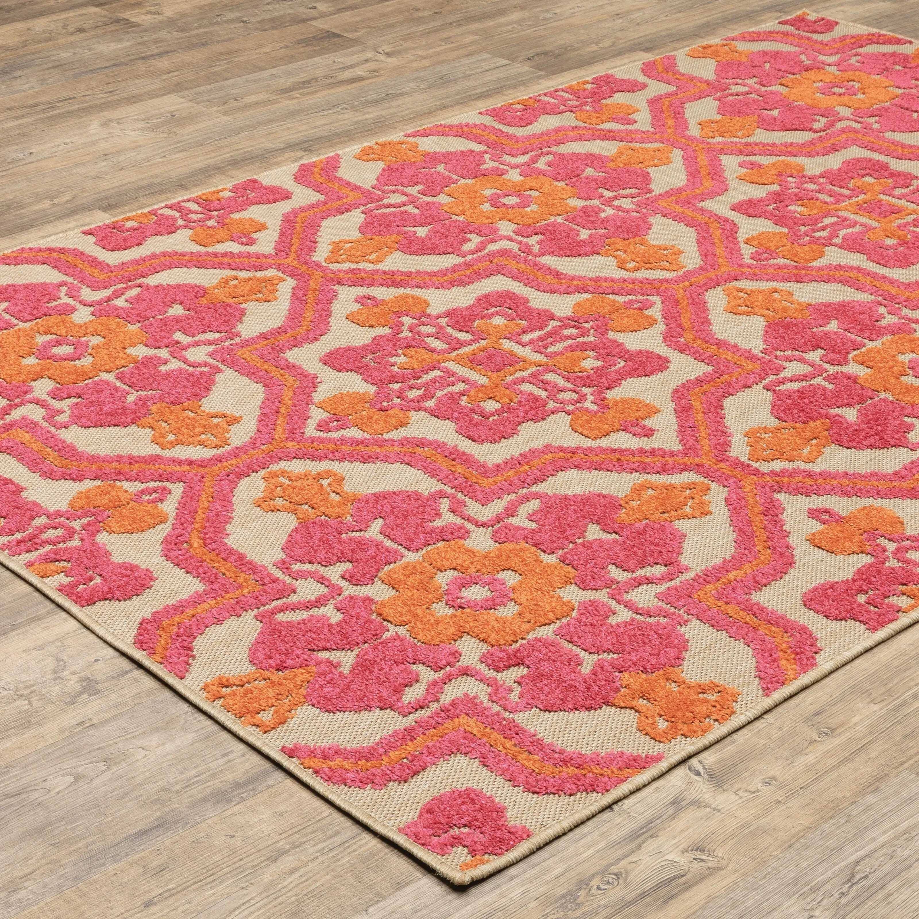 Style Haven Cara Mixed Pile Floral Medallions Indoor/ Outdoor Area Rug