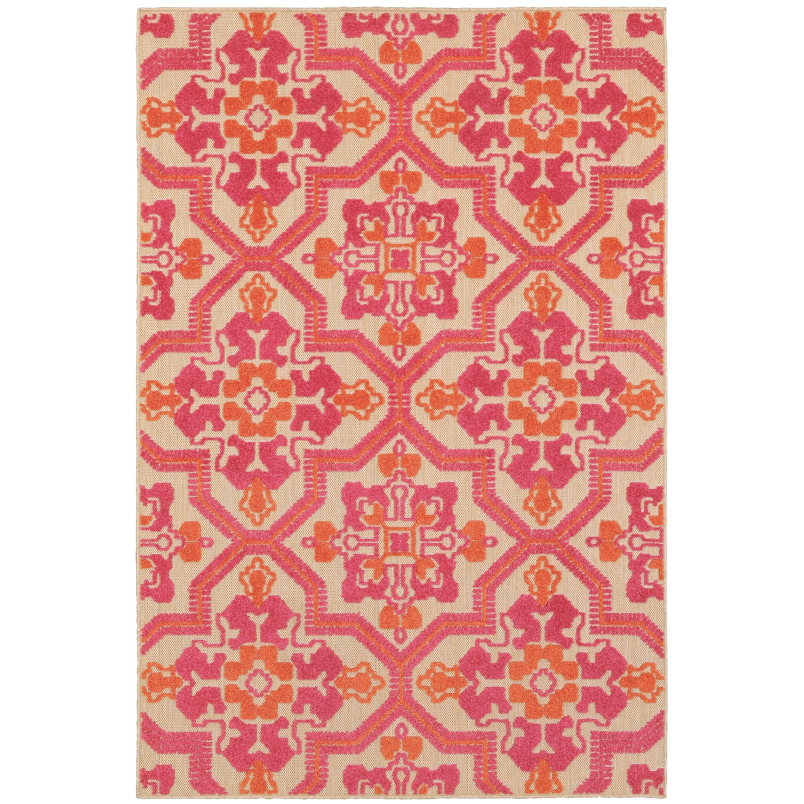 Style Haven Cara Mixed Pile Floral Medallions Indoor/ Outdoor Area Rug