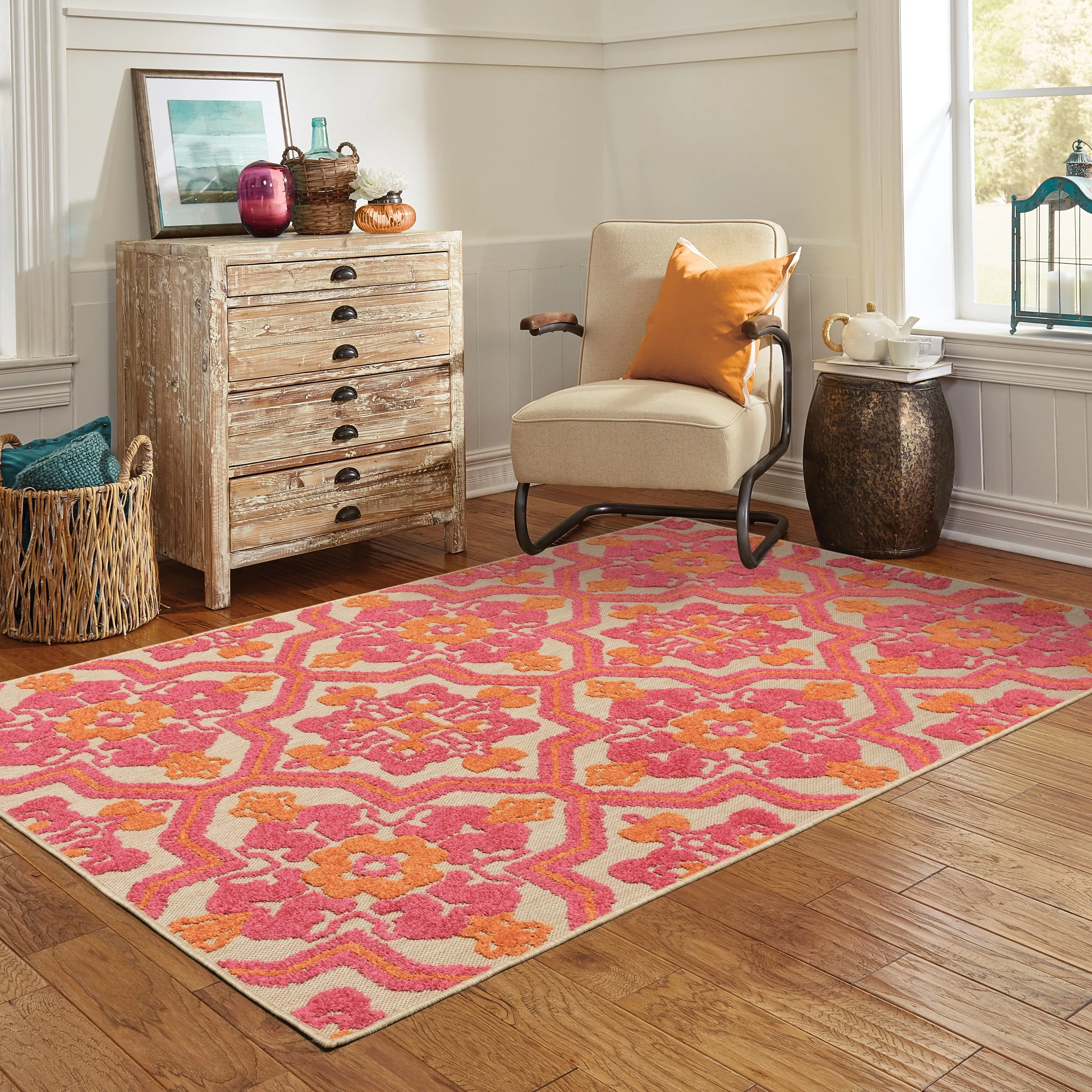 Style Haven Cara Mixed Pile Floral Medallions Indoor/ Outdoor Area Rug