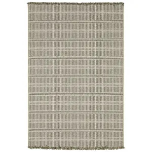 Style Haven Grayton Geometric Lines Beige/ Black Indoor-Outdoor Fringe Edge Rug