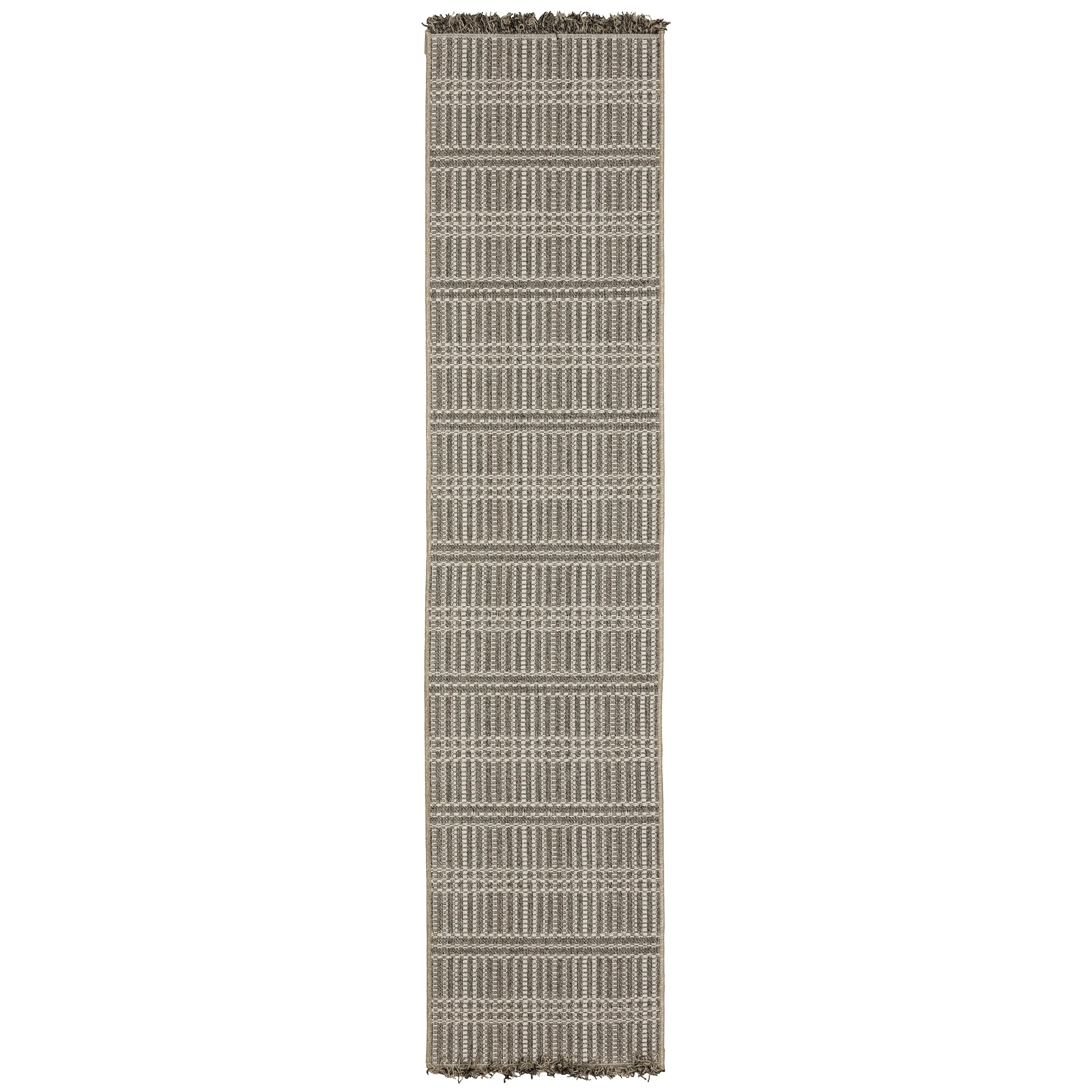 Style Haven Grayton Geometric Lines Beige/ Black Indoor-Outdoor Fringe Edge Rug