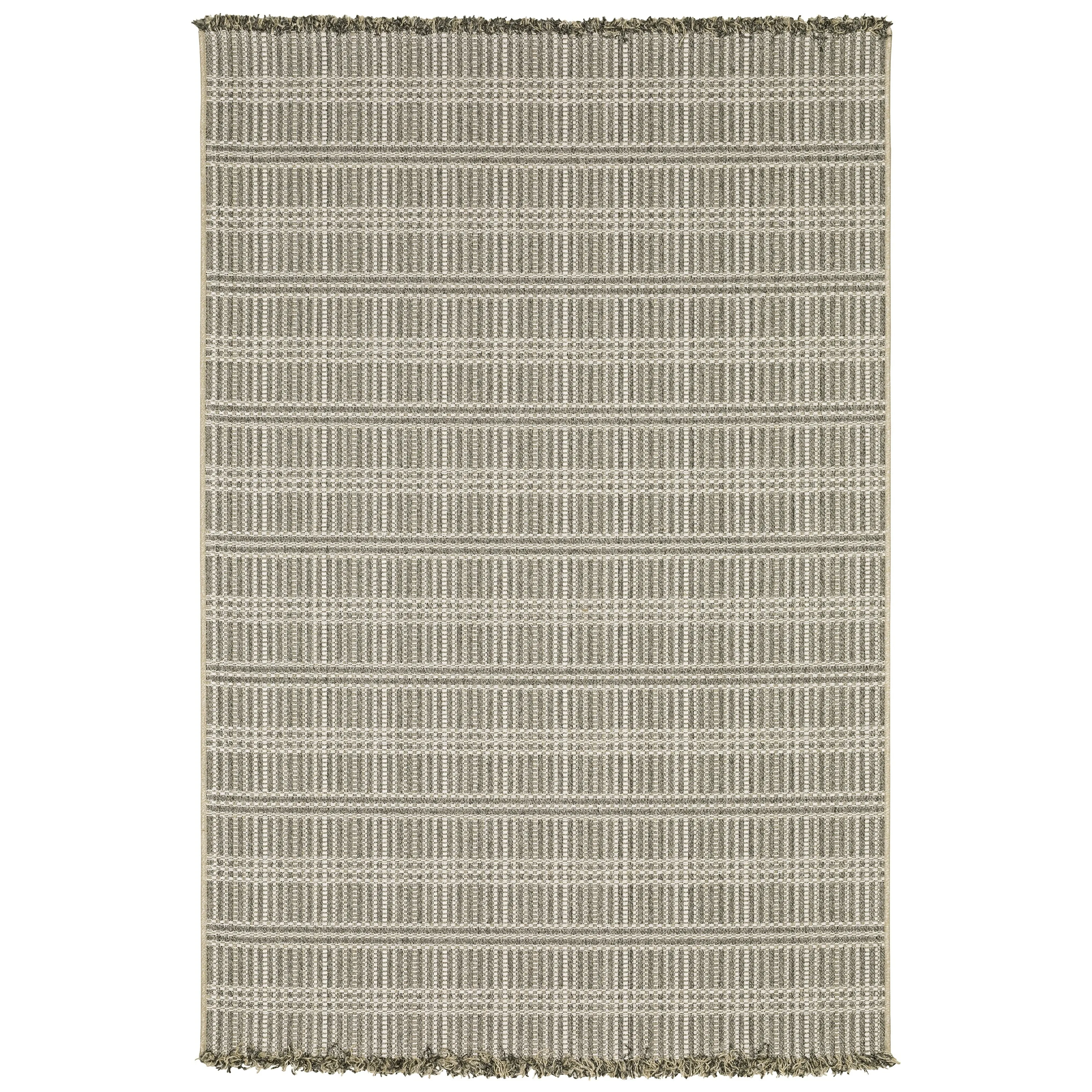 Style Haven Grayton Geometric Lines Beige/ Black Indoor-Outdoor Fringe Edge Rug
