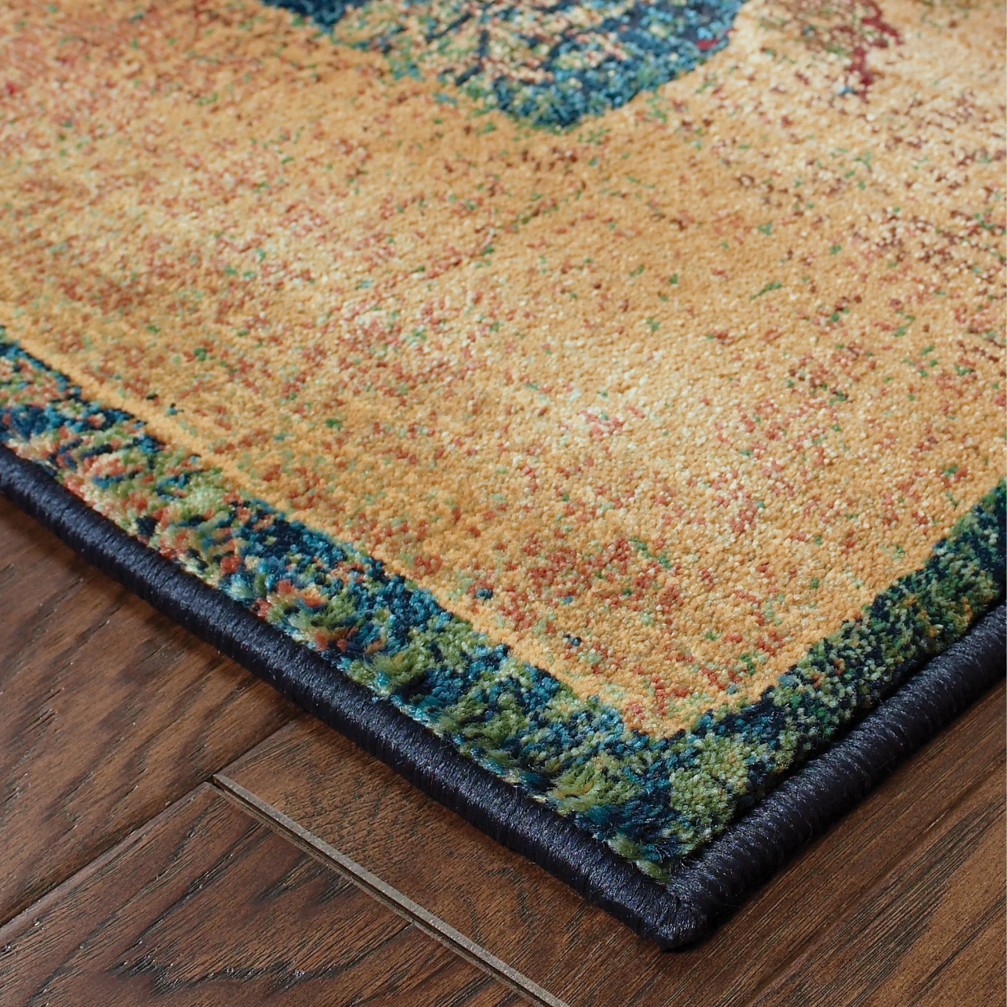 Style Haven Kacey Midnight Leaves Blue/Gold Area Rug