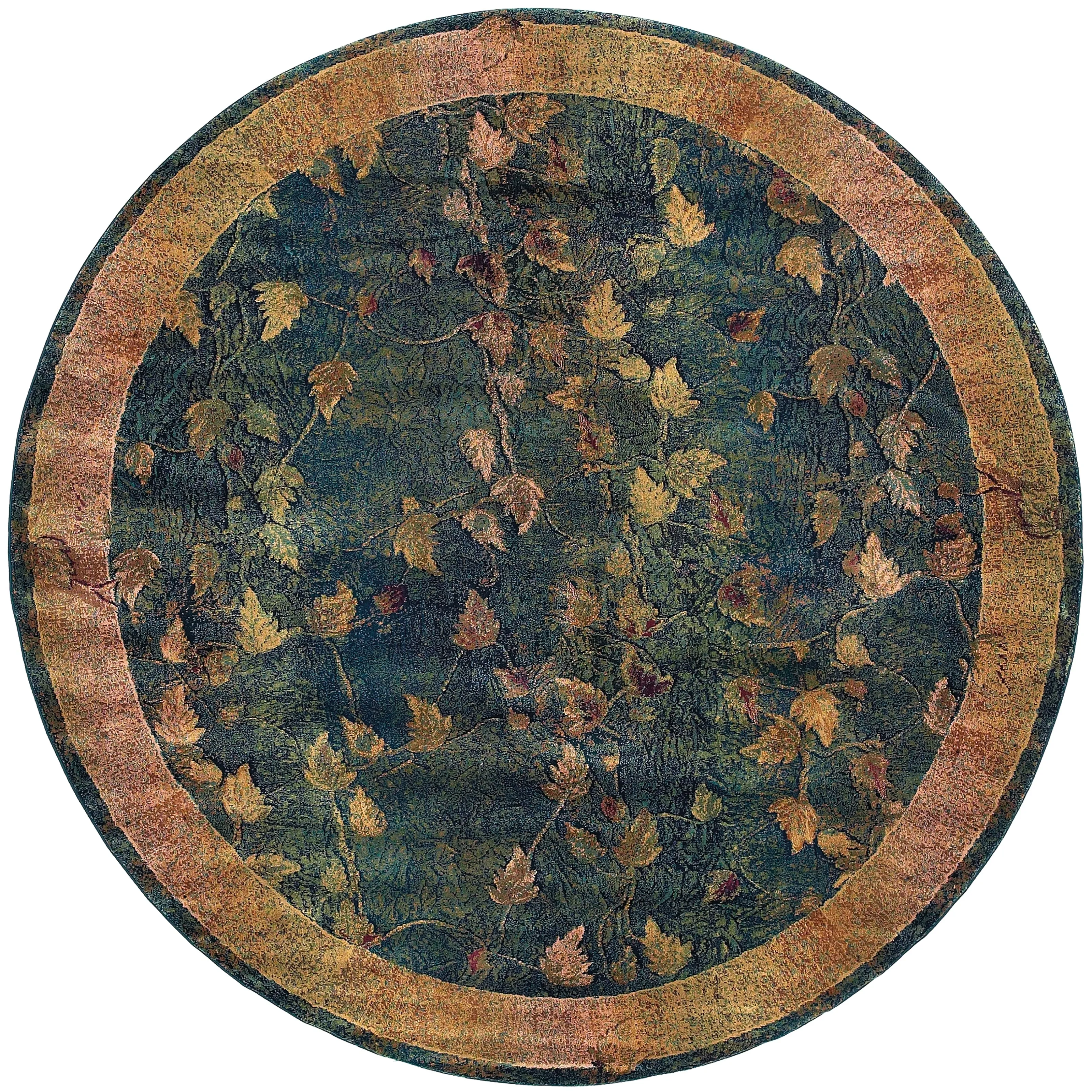 Style Haven Kacey Midnight Leaves Blue/Gold Area Rug