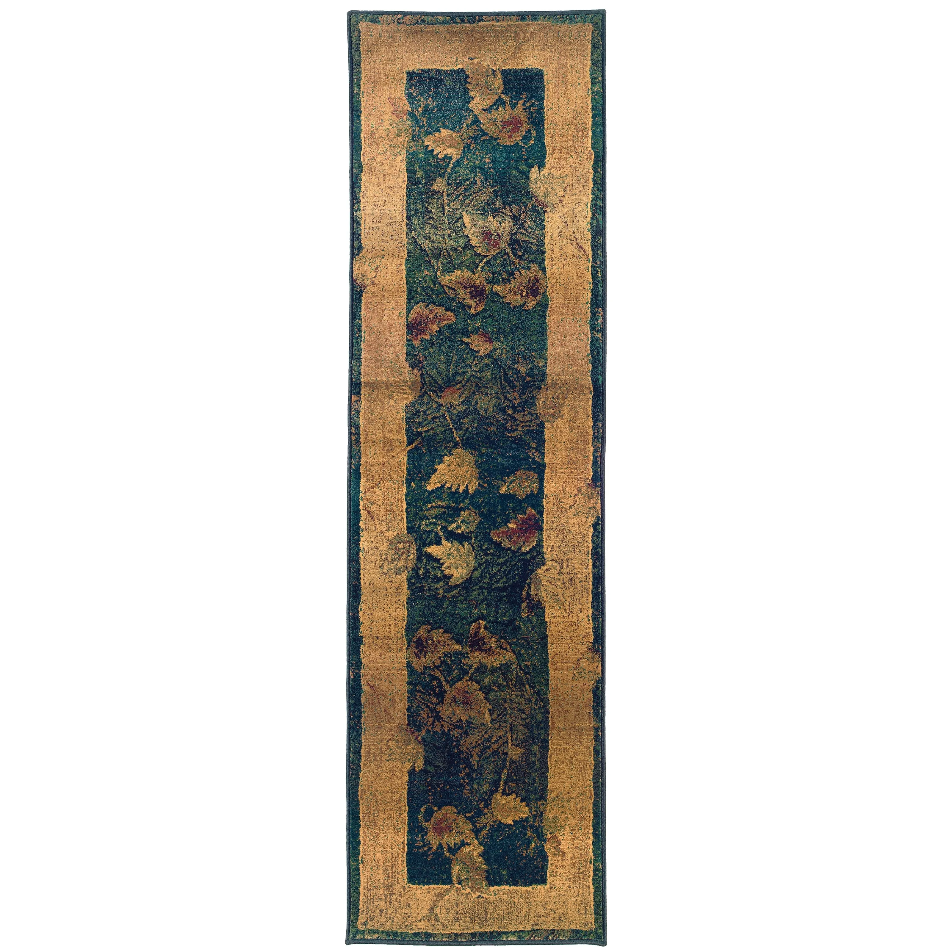 Style Haven Kacey Midnight Leaves Blue/Gold Area Rug