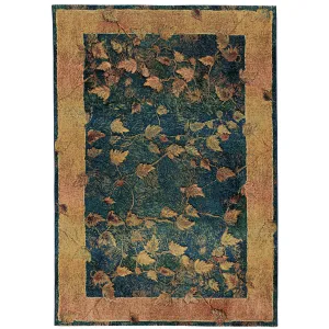Style Haven Kacey Midnight Leaves Blue/Gold Area Rug