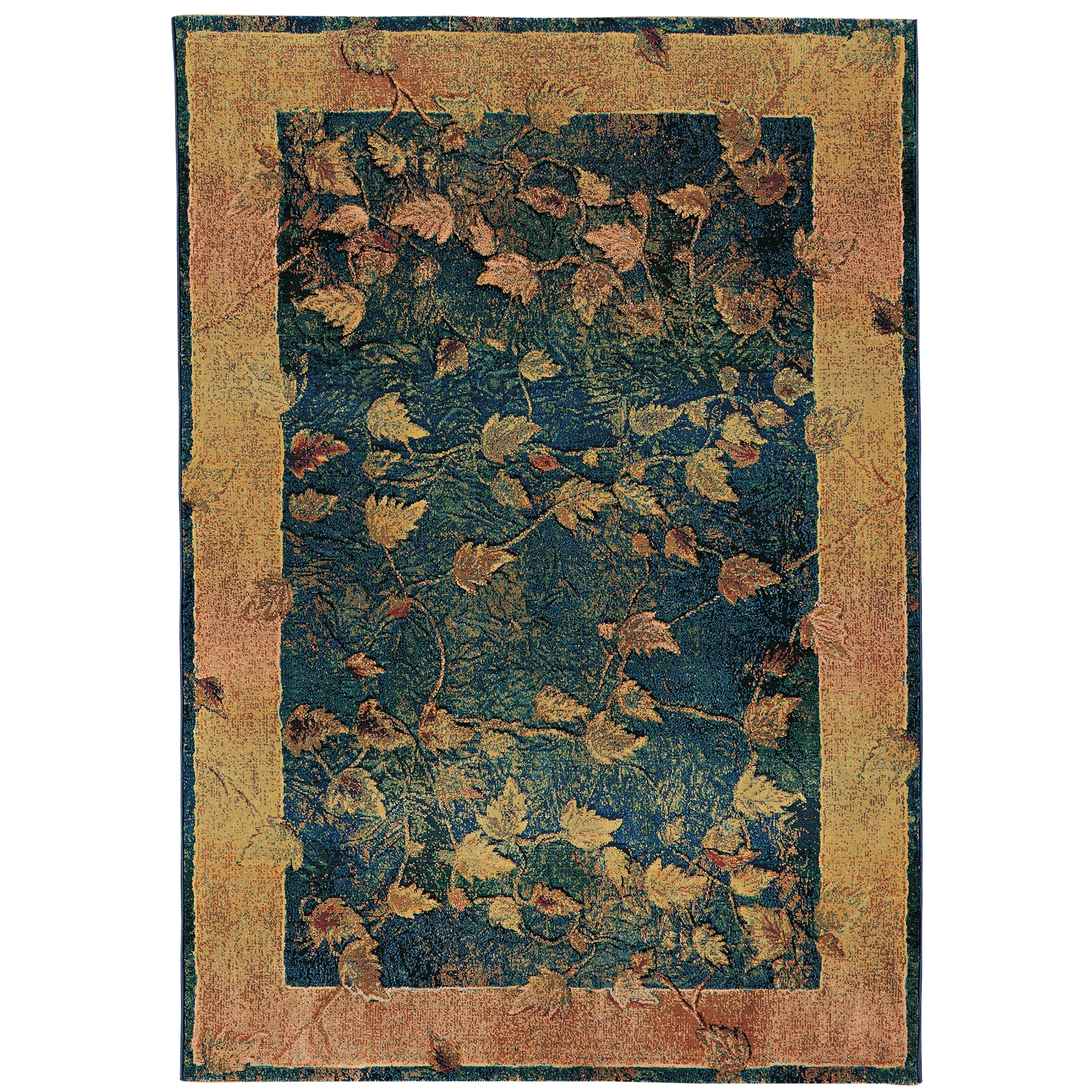 Style Haven Kacey Midnight Leaves Blue/Gold Area Rug