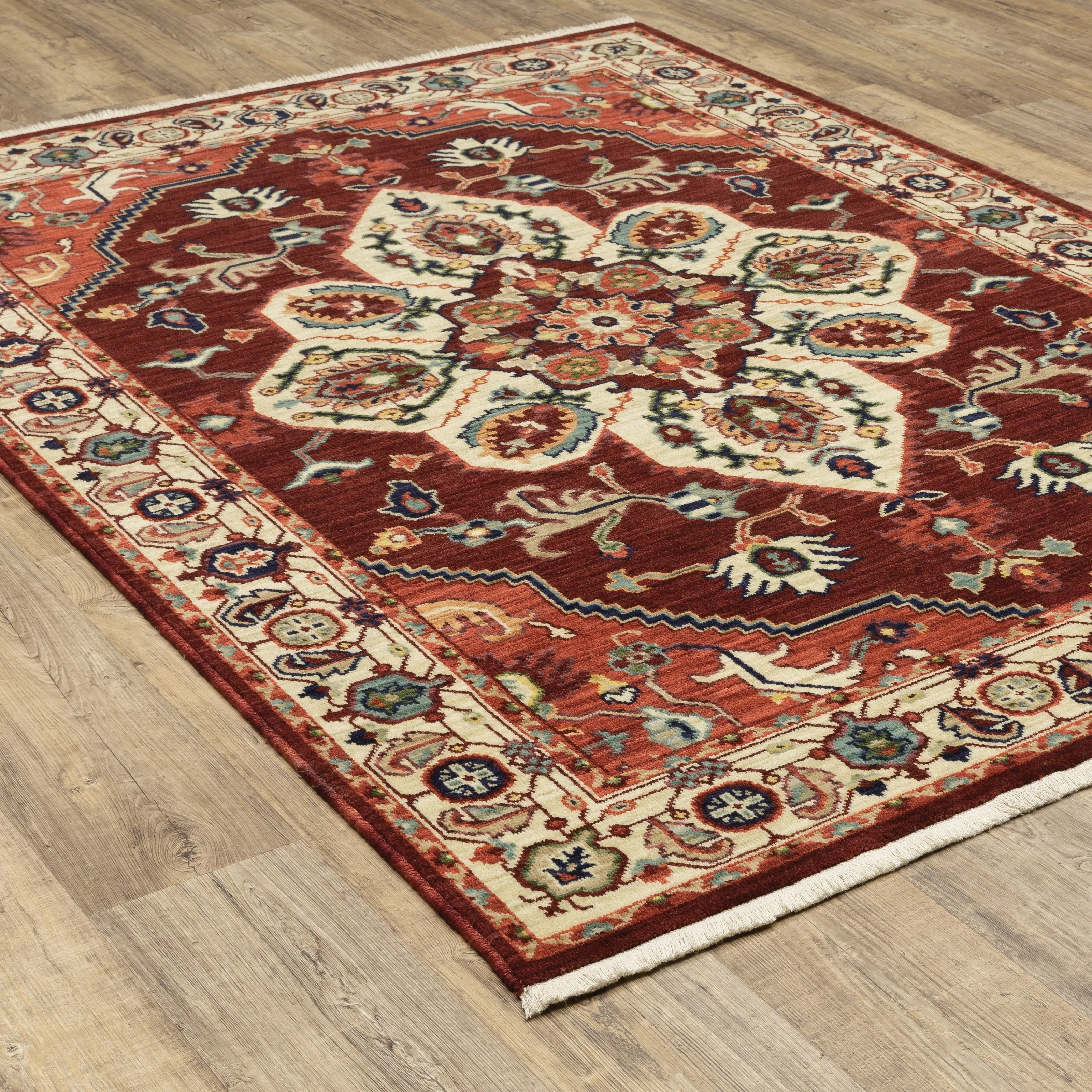Style Haven Leander Star Medallion Fringed Wool Blend Area Rug