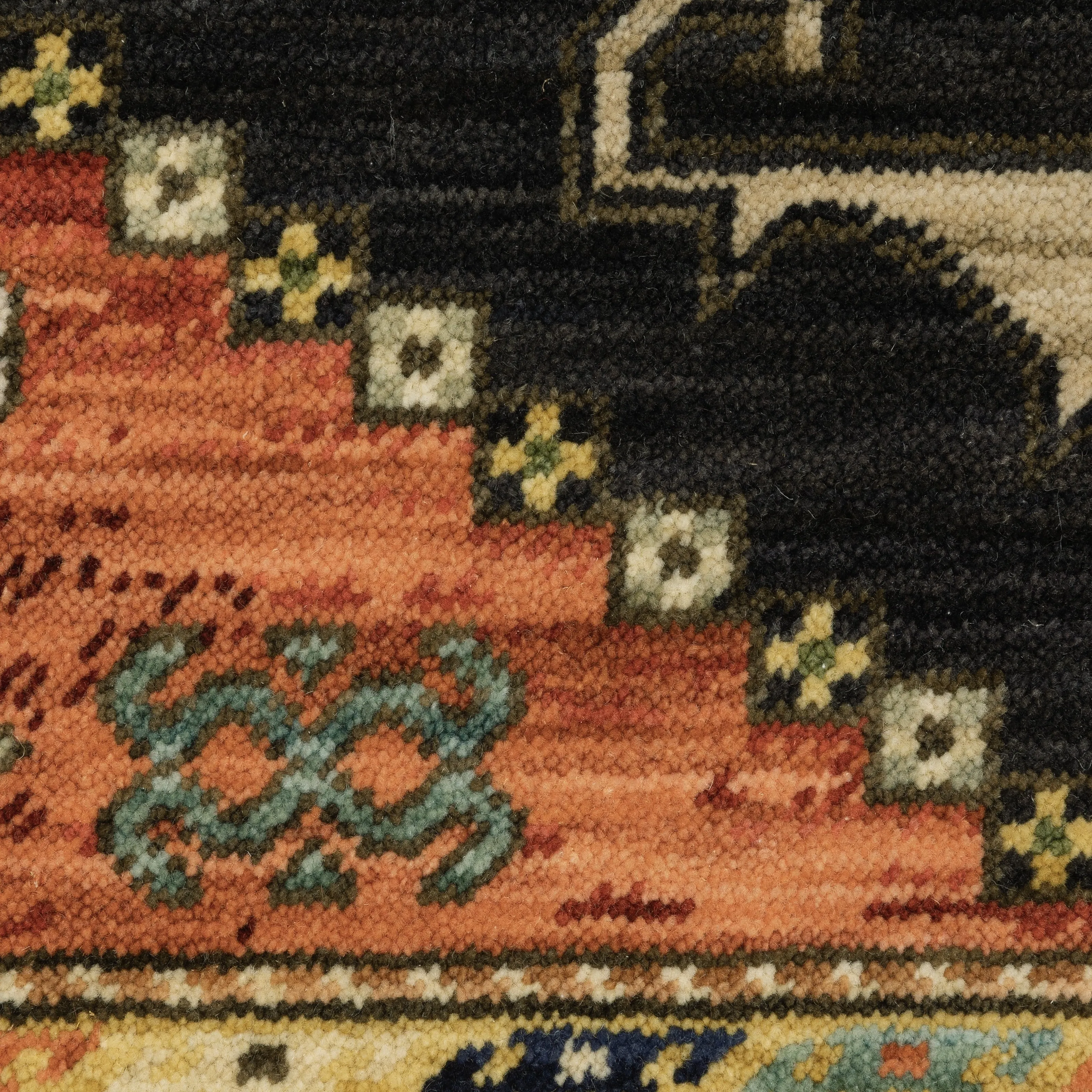Style Haven Leander Tribal Triple Medallion Charcoal/ Multi Fringed Wool Blend Rug-