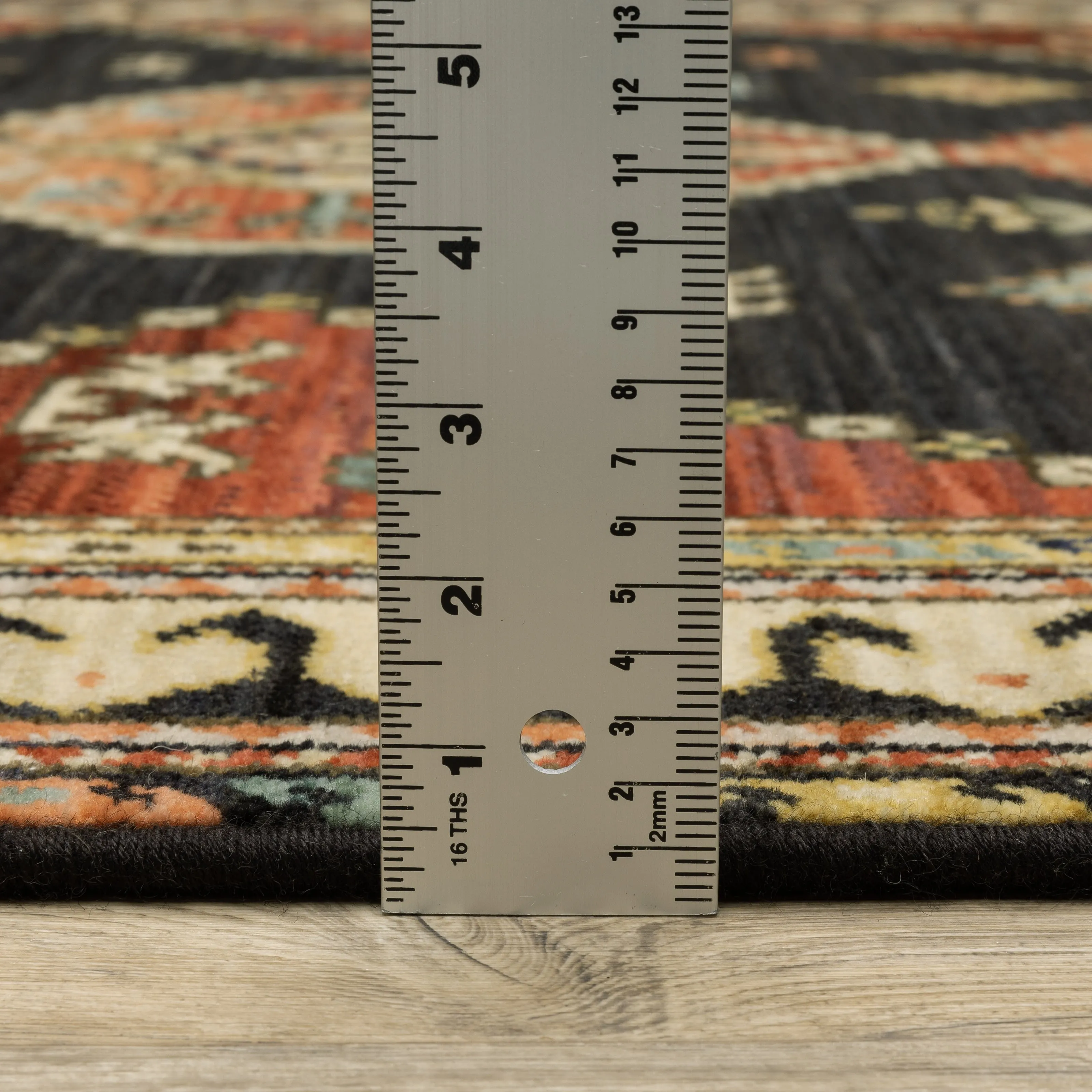 Style Haven Leander Tribal Triple Medallion Charcoal/ Multi Fringed Wool Blend Rug-