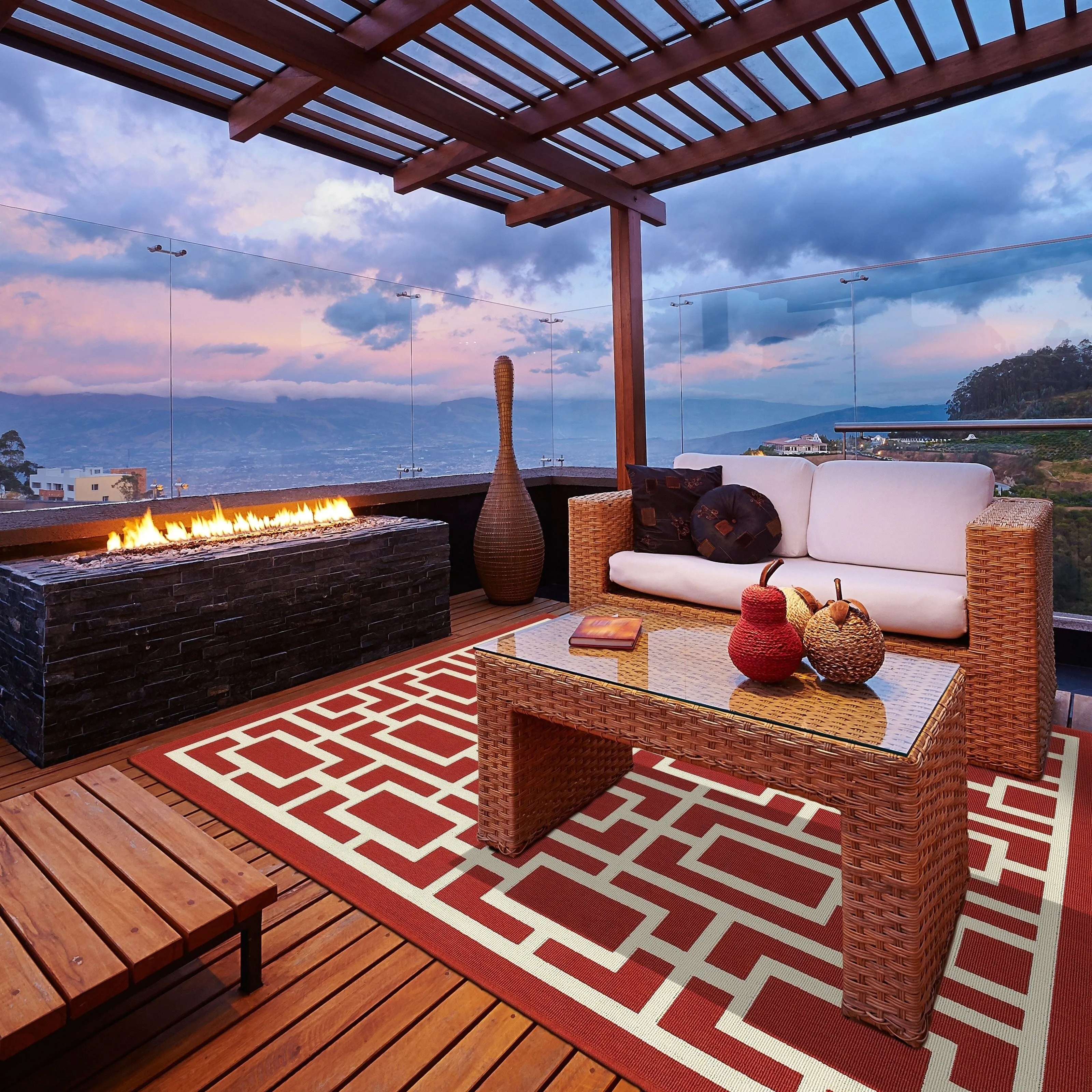 Style Haven Martinique Geometric Lattice Indoor Outdoor Area Rug