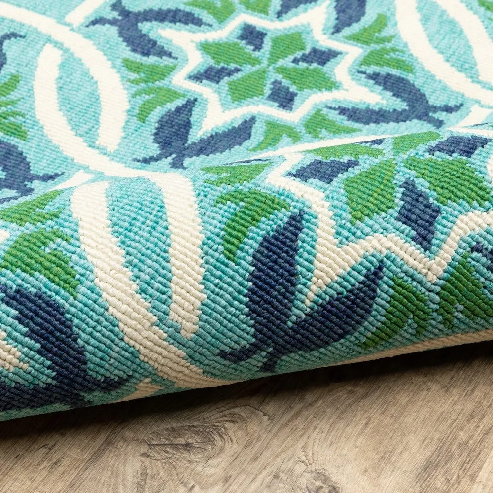 Style Haven Martinque Floral Indoor-Outdoor Blue/ Green Area Rug
