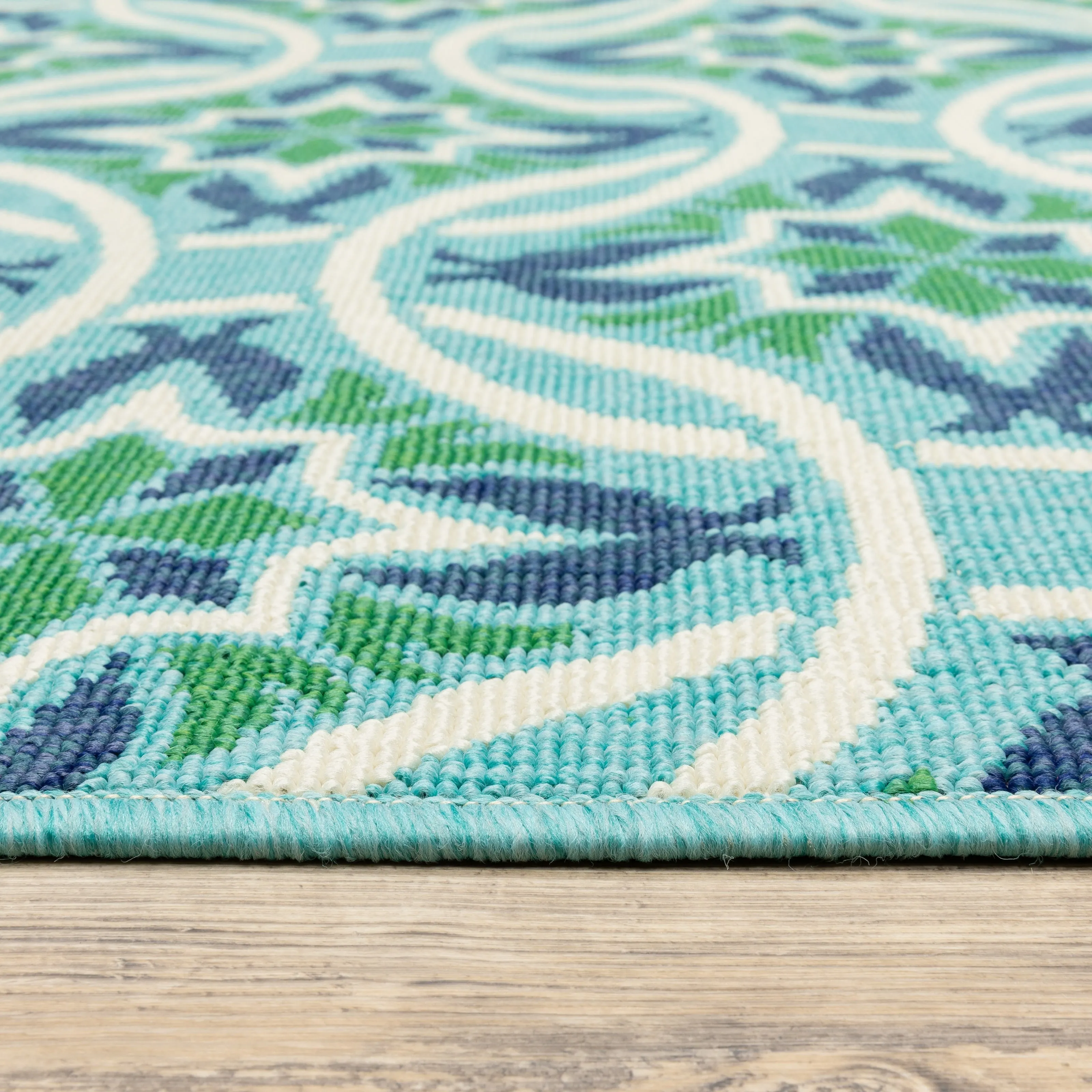 Style Haven Martinque Floral Indoor-Outdoor Blue/ Green Area Rug