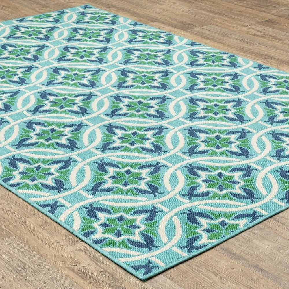 Style Haven Martinque Floral Indoor-Outdoor Blue/ Green Area Rug
