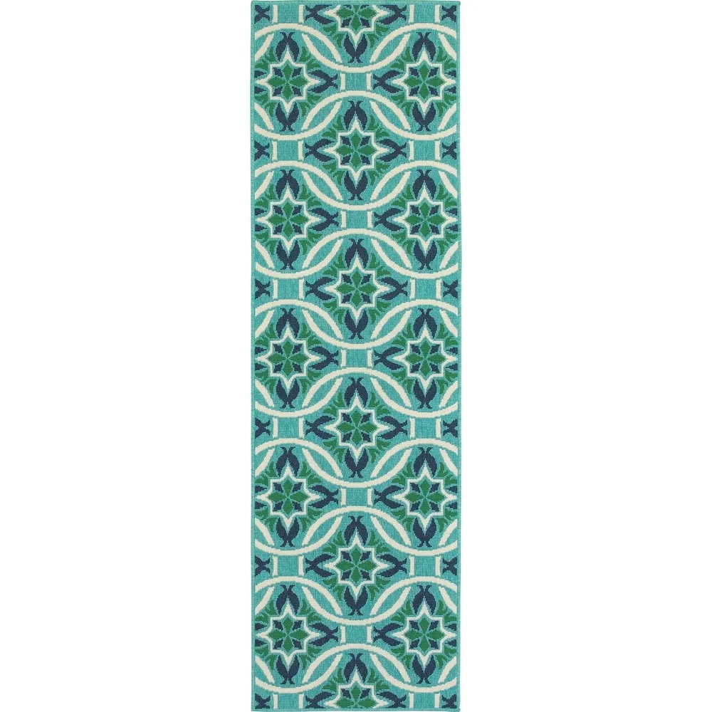 Style Haven Martinque Floral Indoor-Outdoor Blue/ Green Area Rug
