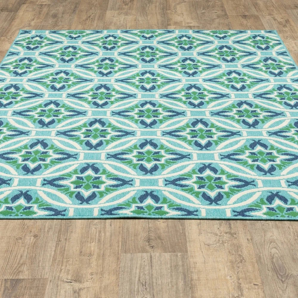 Style Haven Martinque Floral Indoor-Outdoor Blue/ Green Area Rug