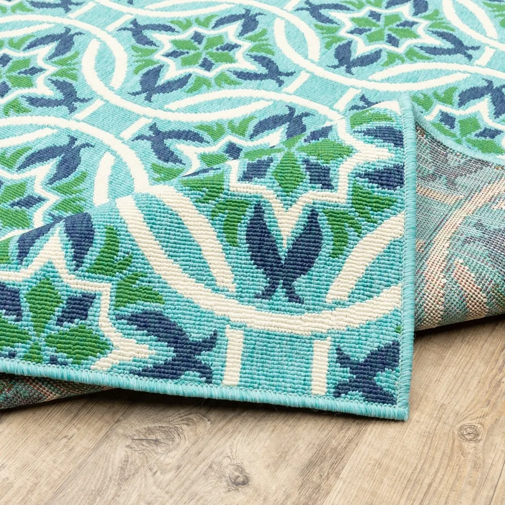 Style Haven Martinque Floral Indoor-Outdoor Blue/ Green Area Rug