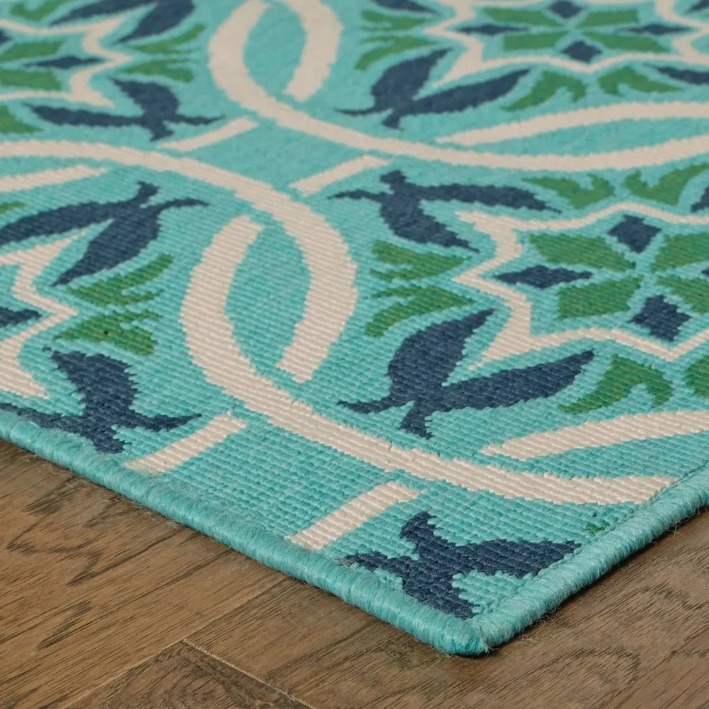 Style Haven Martinque Floral Indoor-Outdoor Blue/ Green Area Rug