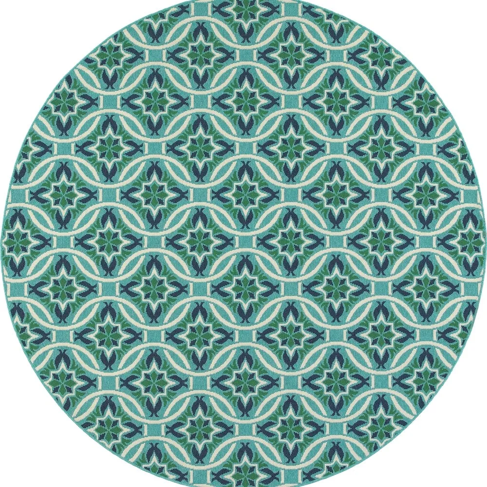 Style Haven Martinque Floral Indoor-Outdoor Blue/ Green Area Rug