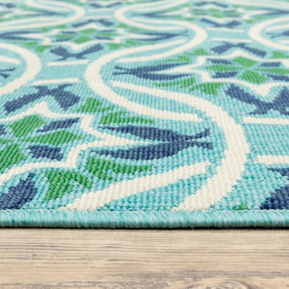 Style Haven Martinque Floral Indoor-Outdoor Blue/ Green Area Rug