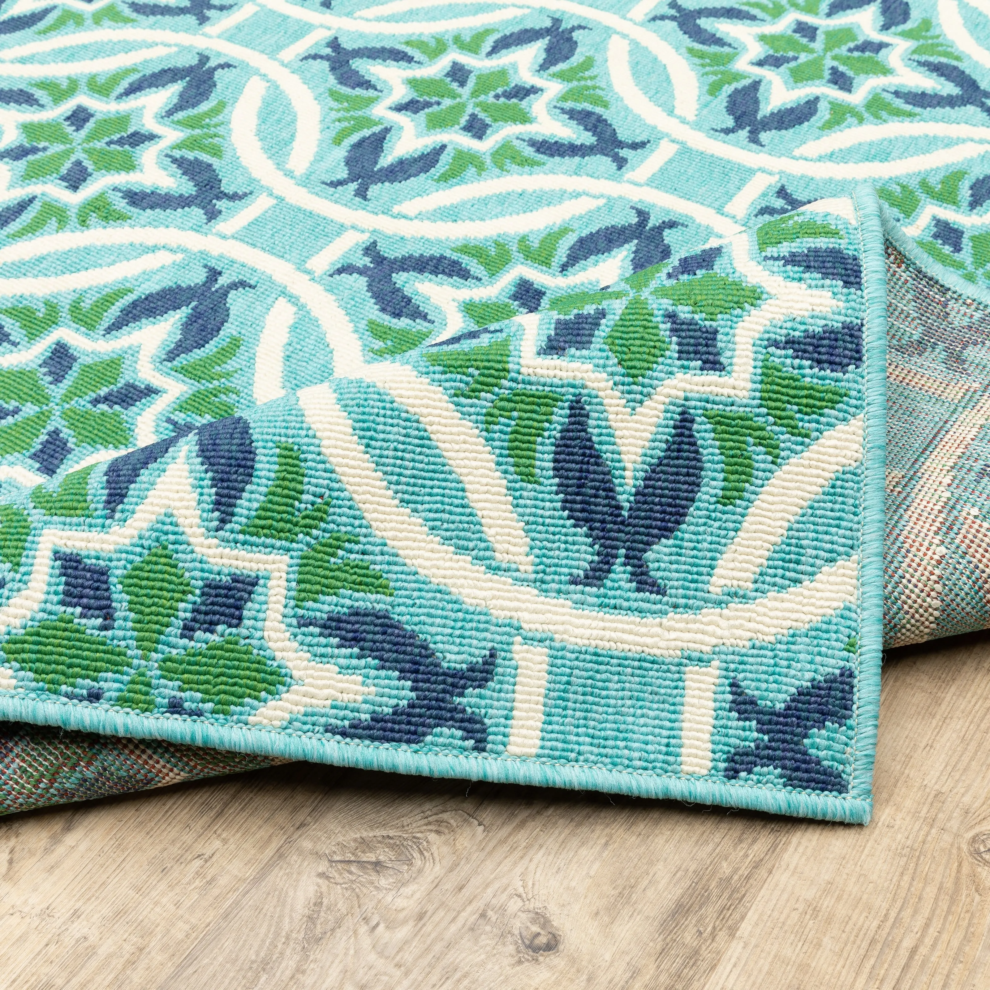 Style Haven Martinque Floral Indoor-Outdoor Blue/ Green Area Rug