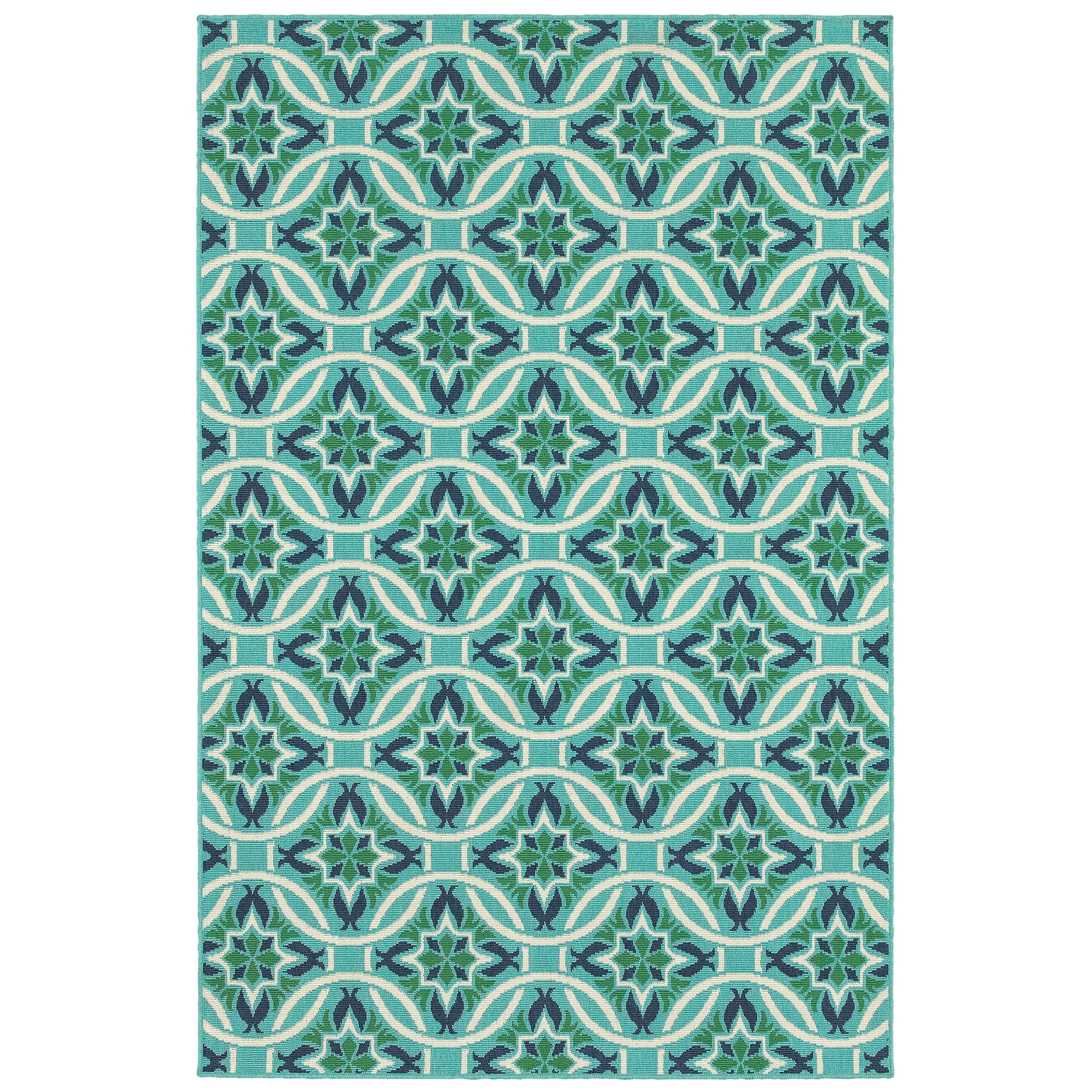 Style Haven Martinque Floral Indoor-Outdoor Blue/ Green Area Rug