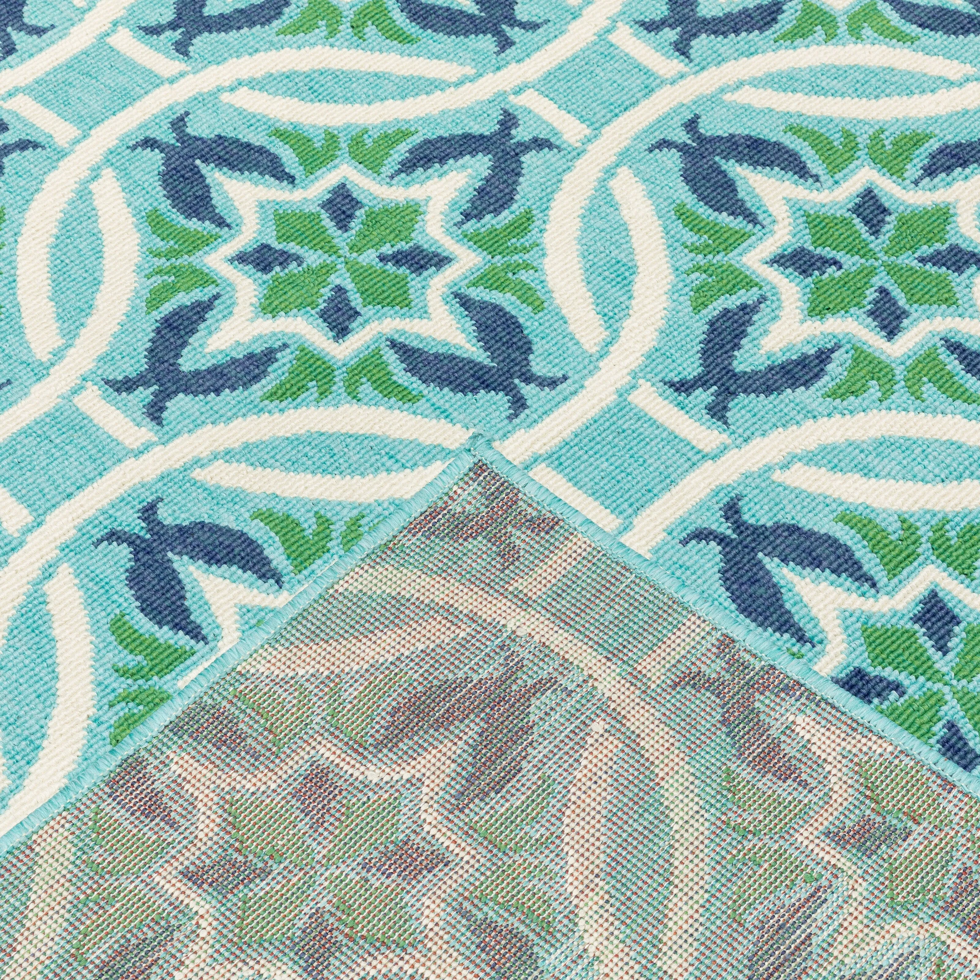 Style Haven Martinque Floral Indoor-Outdoor Blue/ Green Area Rug