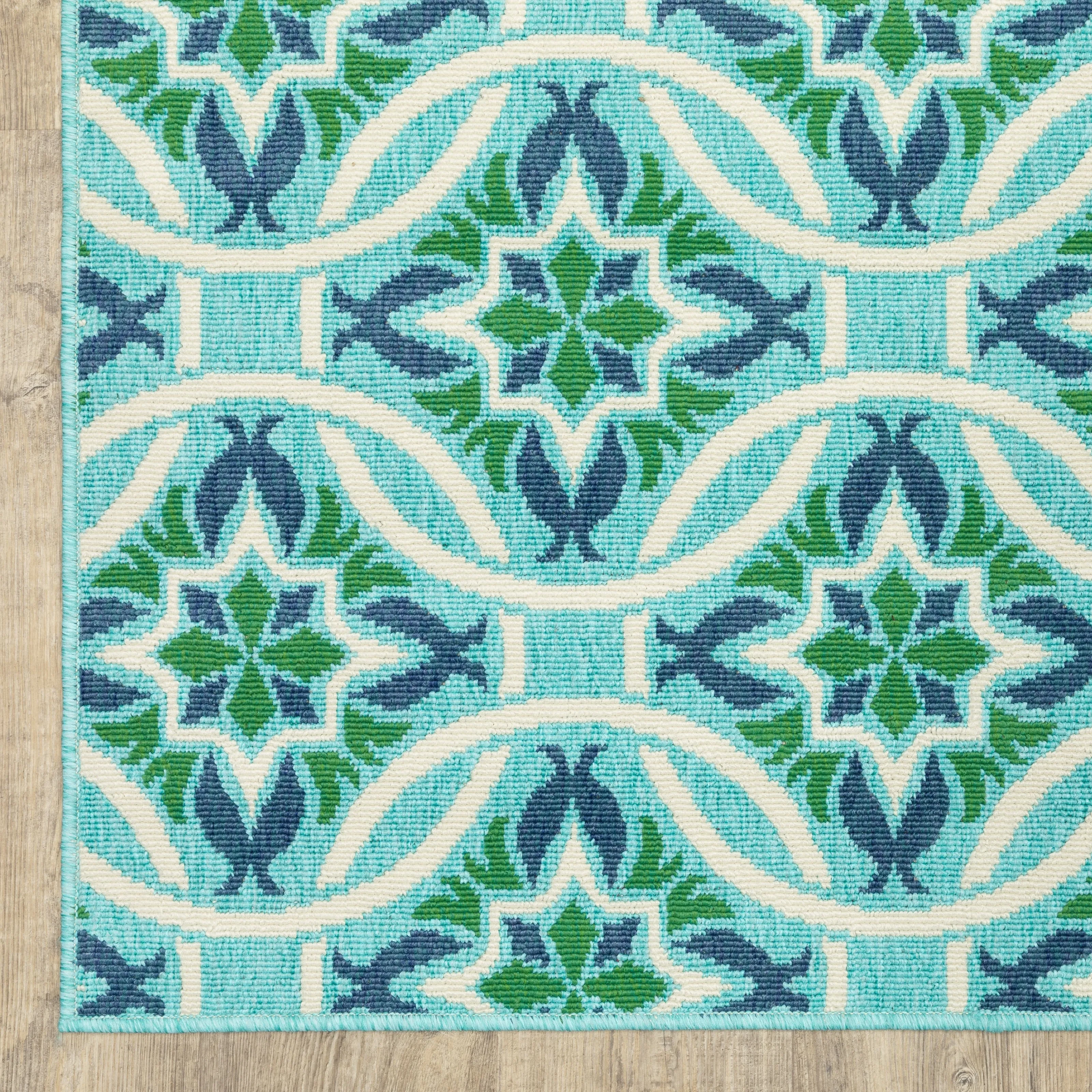 Style Haven Martinque Floral Indoor-Outdoor Blue/ Green Area Rug