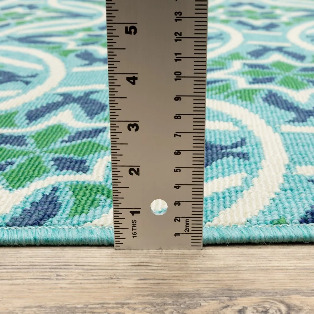 Style Haven Martinque Floral Indoor-Outdoor Blue/ Green Area Rug