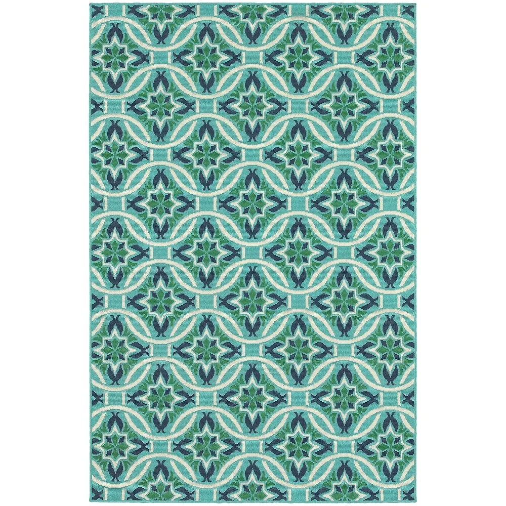 Style Haven Martinque Floral Indoor-Outdoor Blue/ Green Area Rug