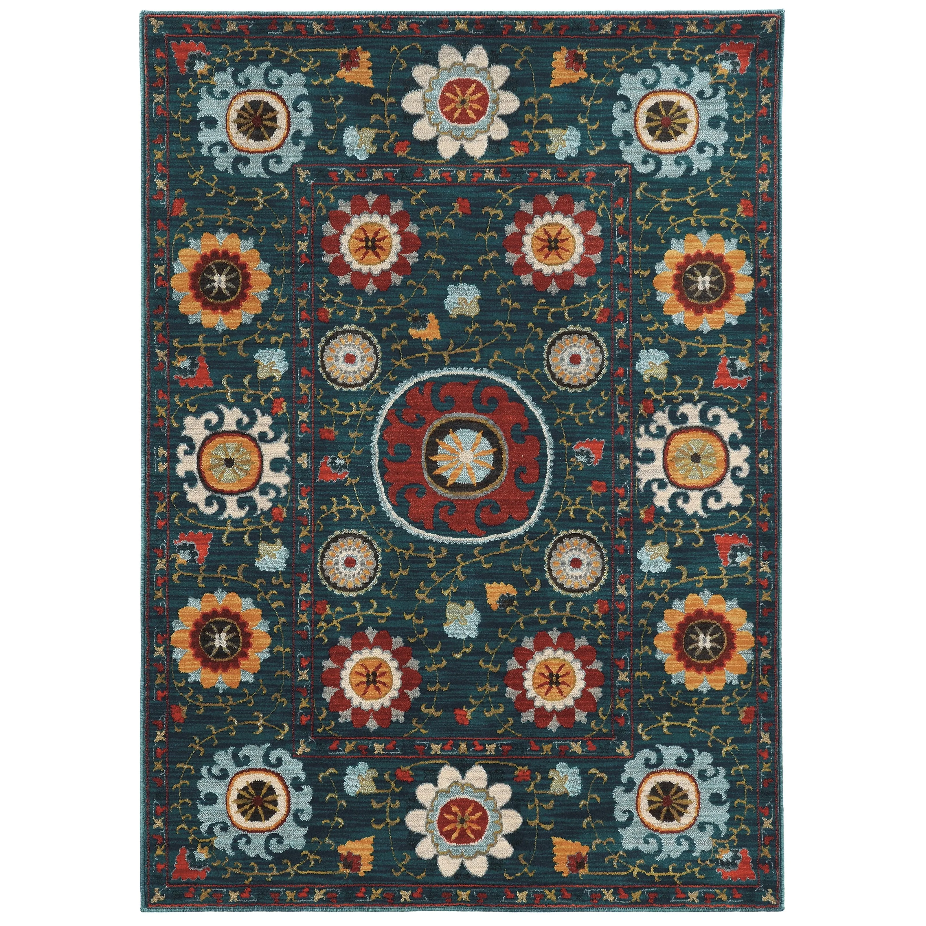 Style Haven Sierra Primative Floral Medallion Area Rug