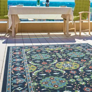 Sunice Traditional Oriental Floral Pattern Indoor/ Outdoor Area Rug