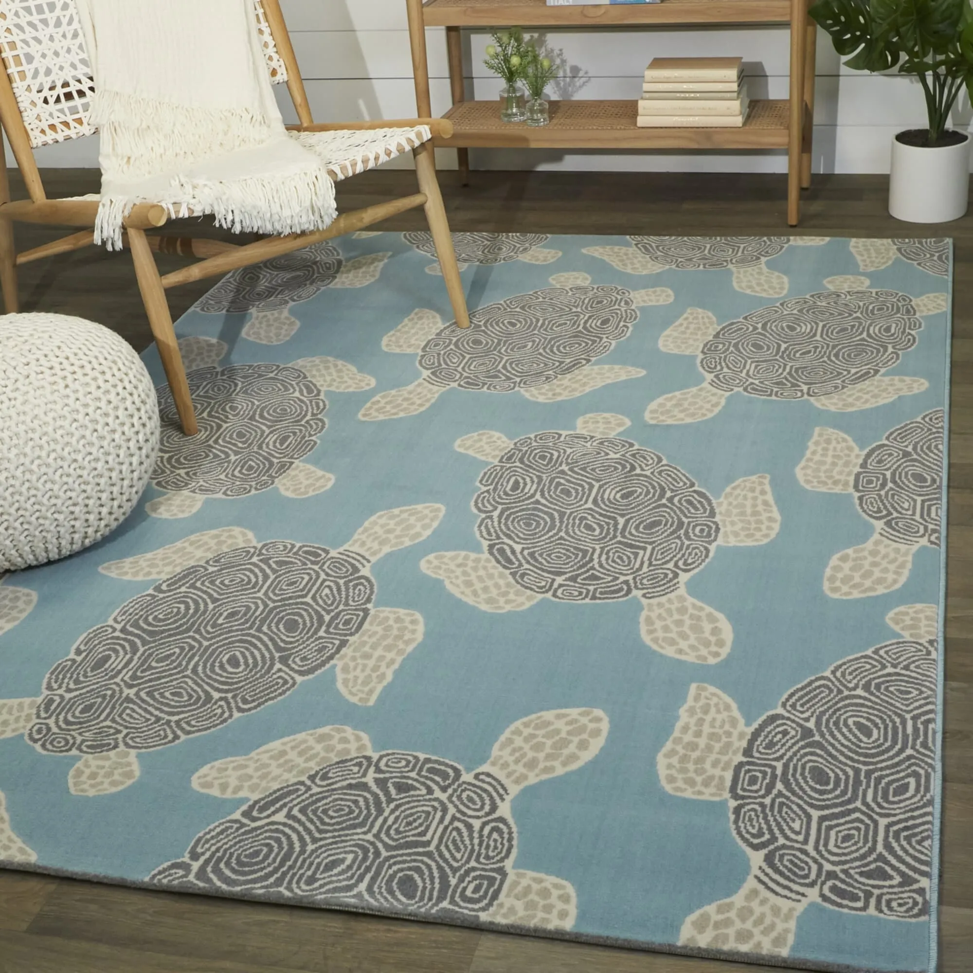 Swimming Sea Turtle Area Rug