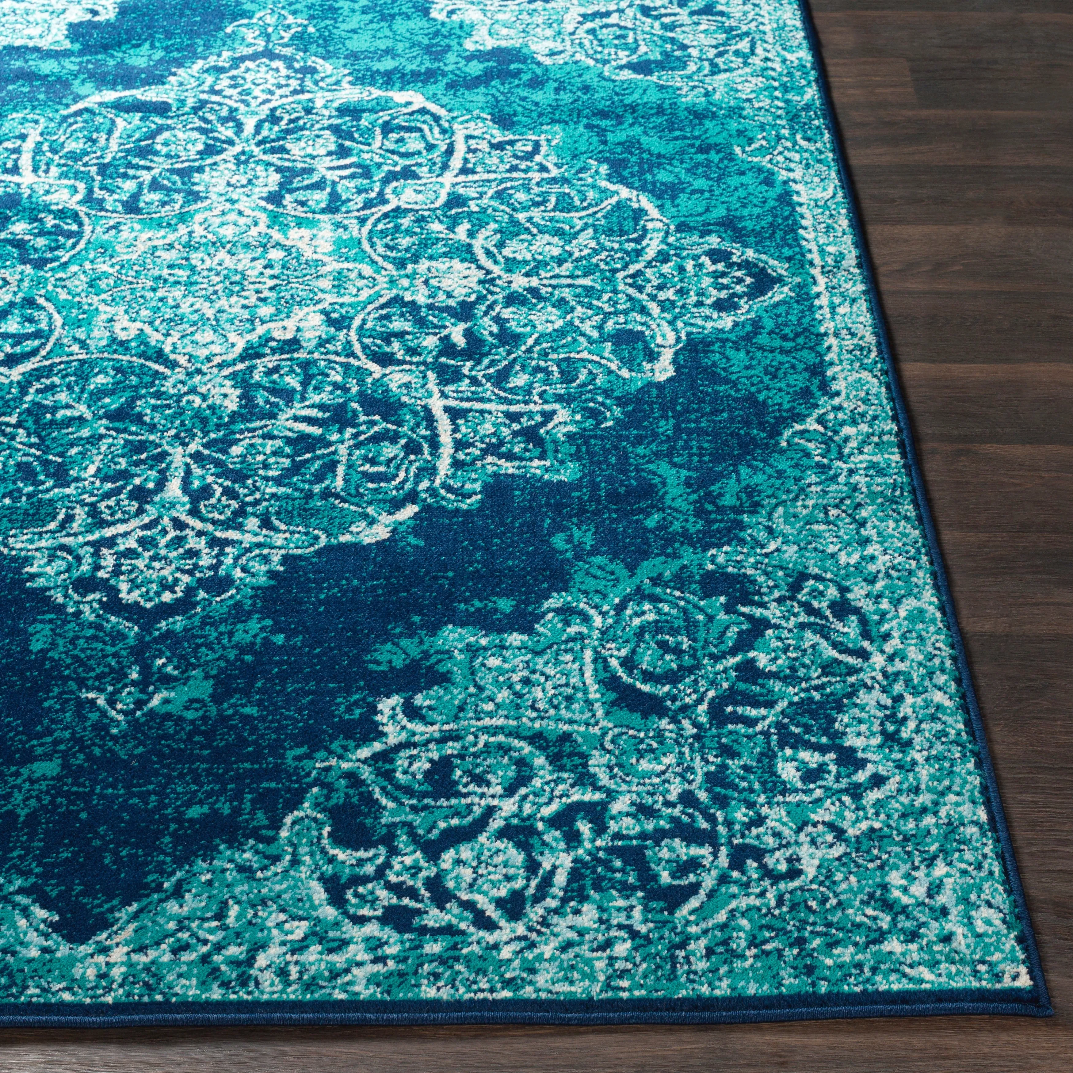 Terenzio Traditional Teal Area Rug