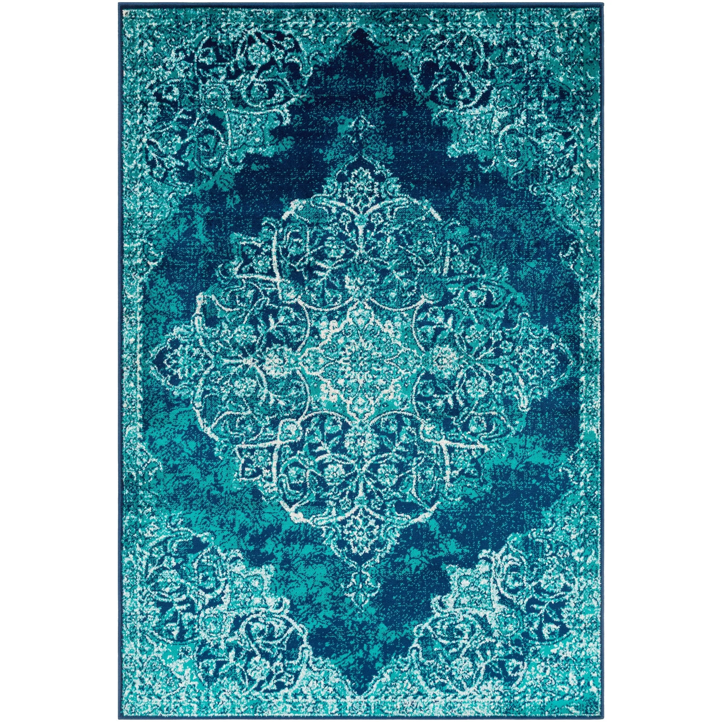 Terenzio Traditional Teal Area Rug