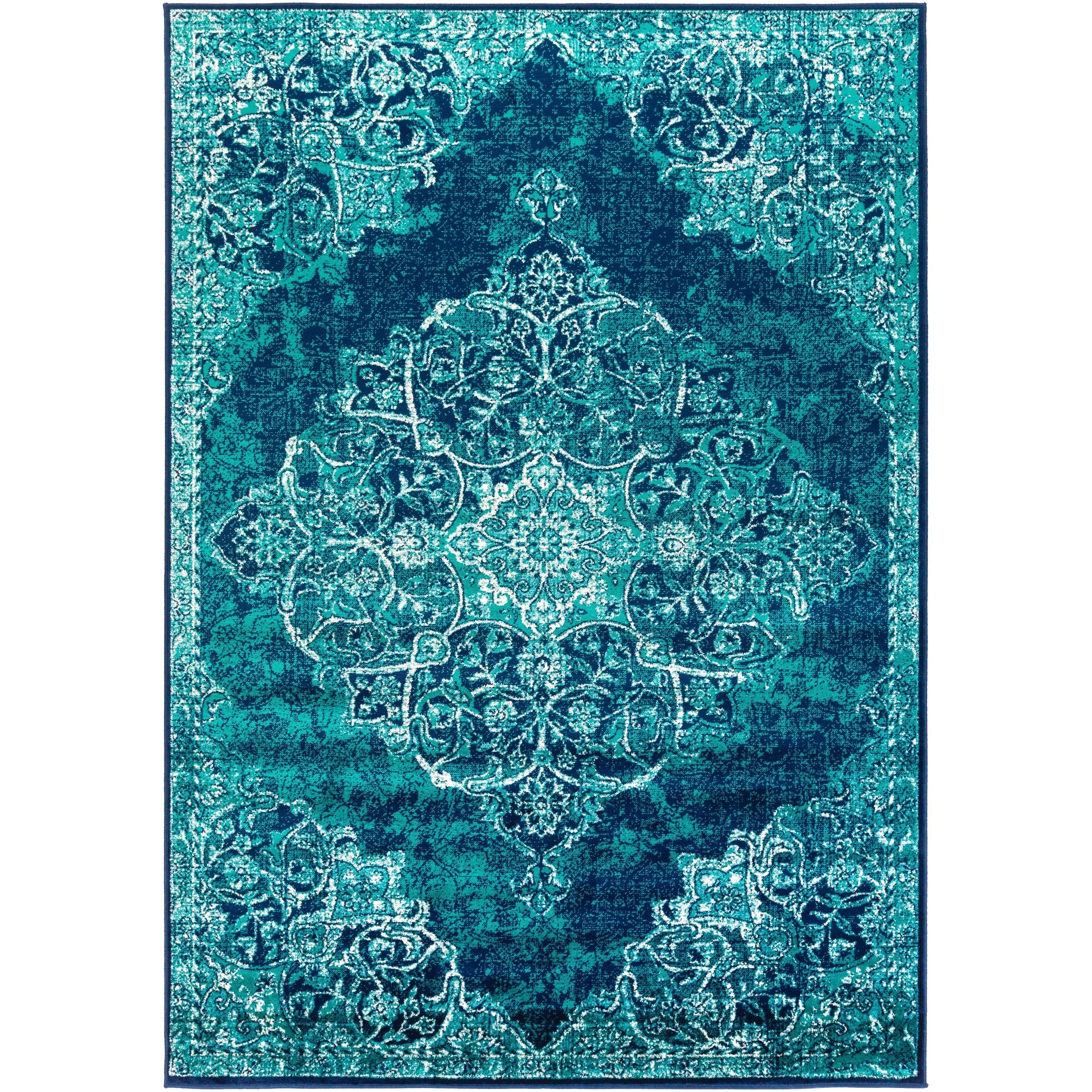 Terenzio Traditional Teal Area Rug