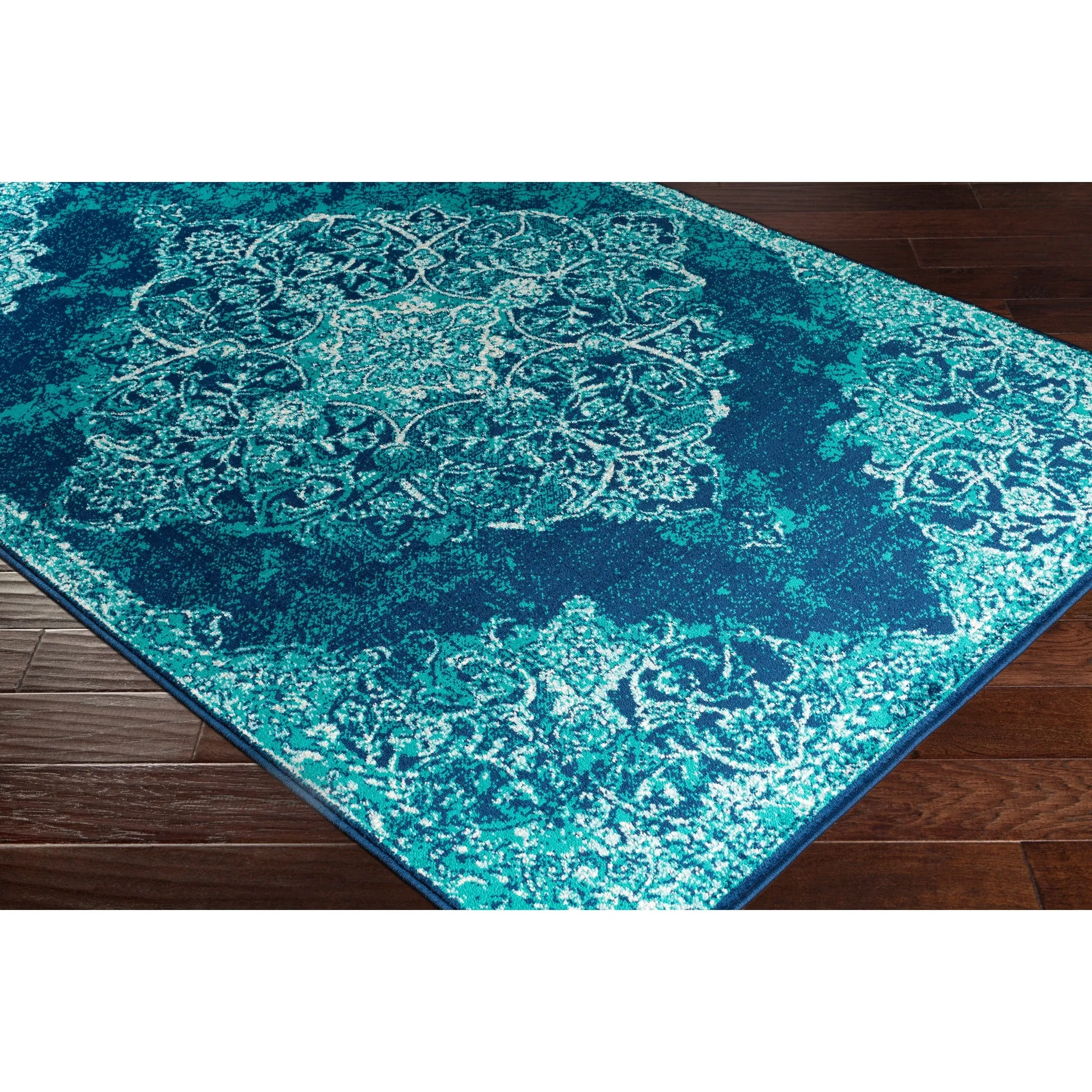 Terenzio Traditional Teal Area Rug