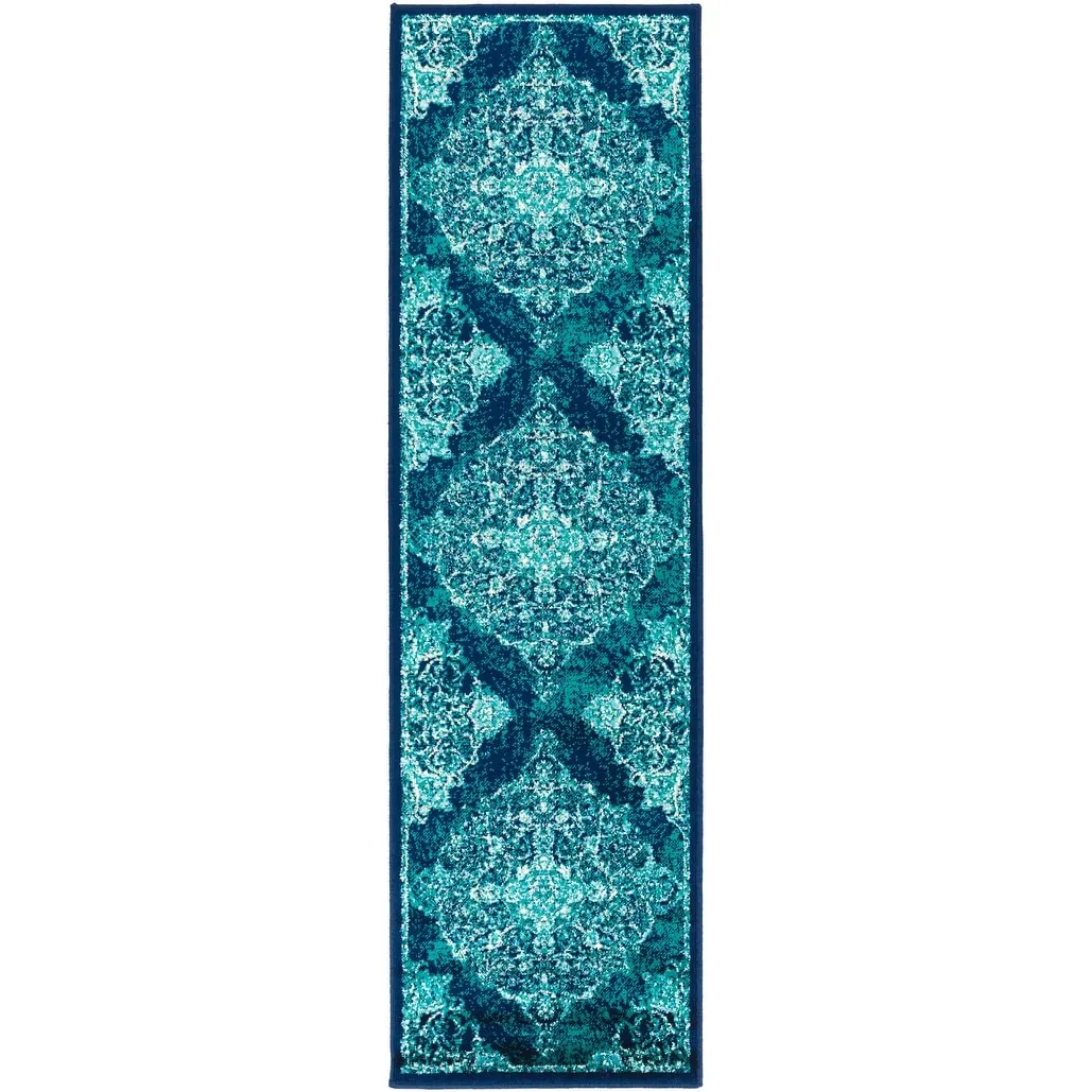 Terenzio Traditional Teal Area Rug