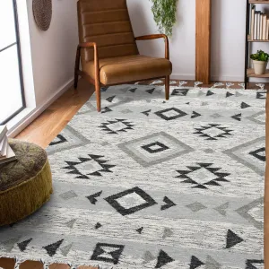 The Curated Nomad Southwestern Silver Flatweave Area Rug