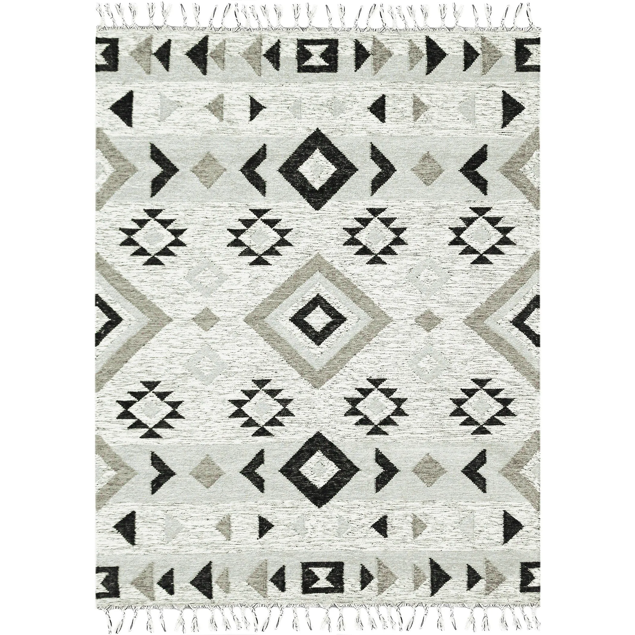 The Curated Nomad Southwestern Silver Flatweave Area Rug