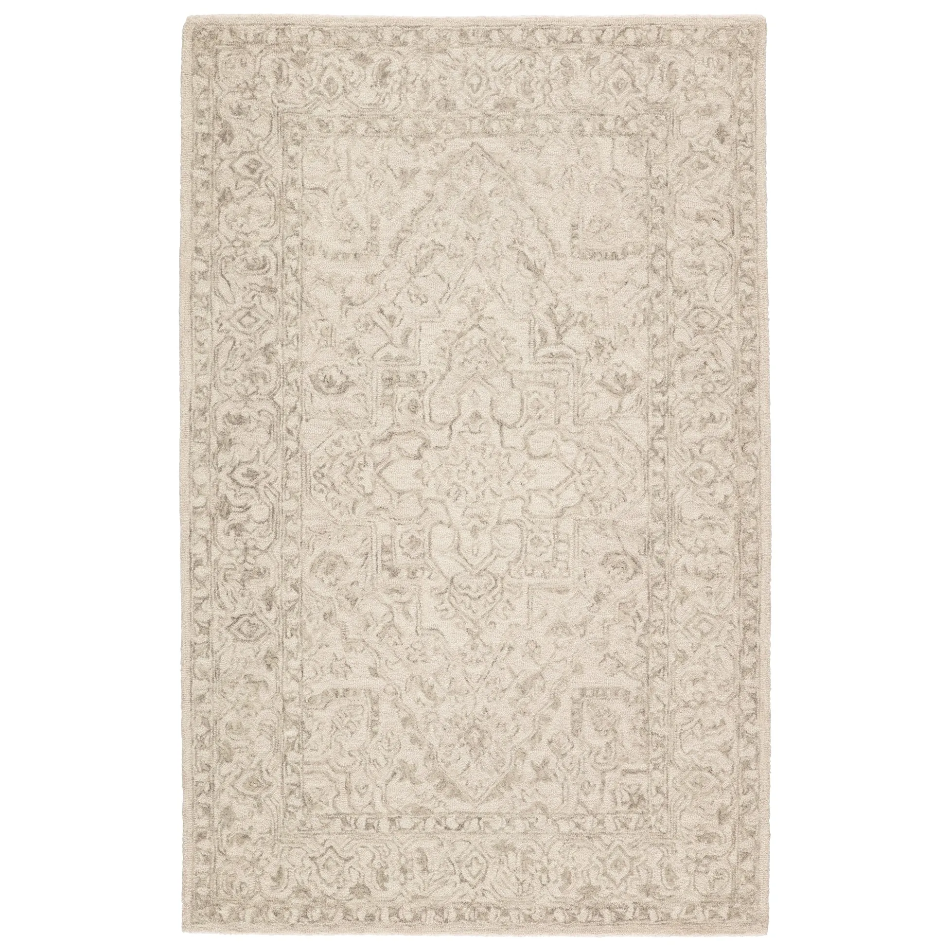 The Gray Barn Oigh Valley Handmade Medallion Light Grey and Cream Area Rug