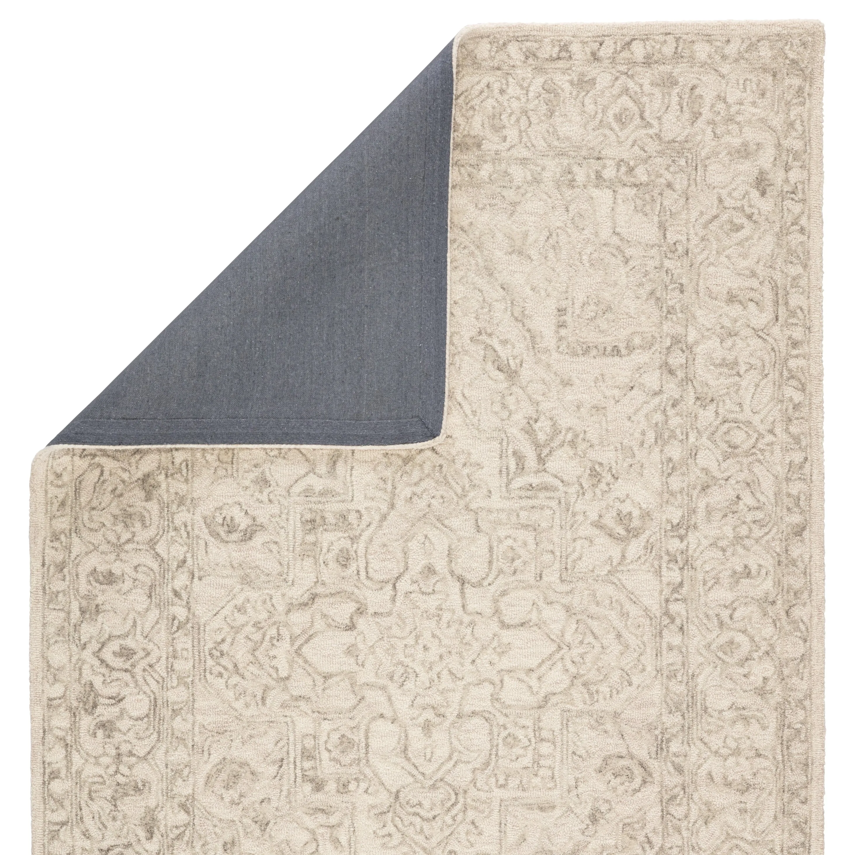 The Gray Barn Oigh Valley Handmade Medallion Light Grey and Cream Area Rug
