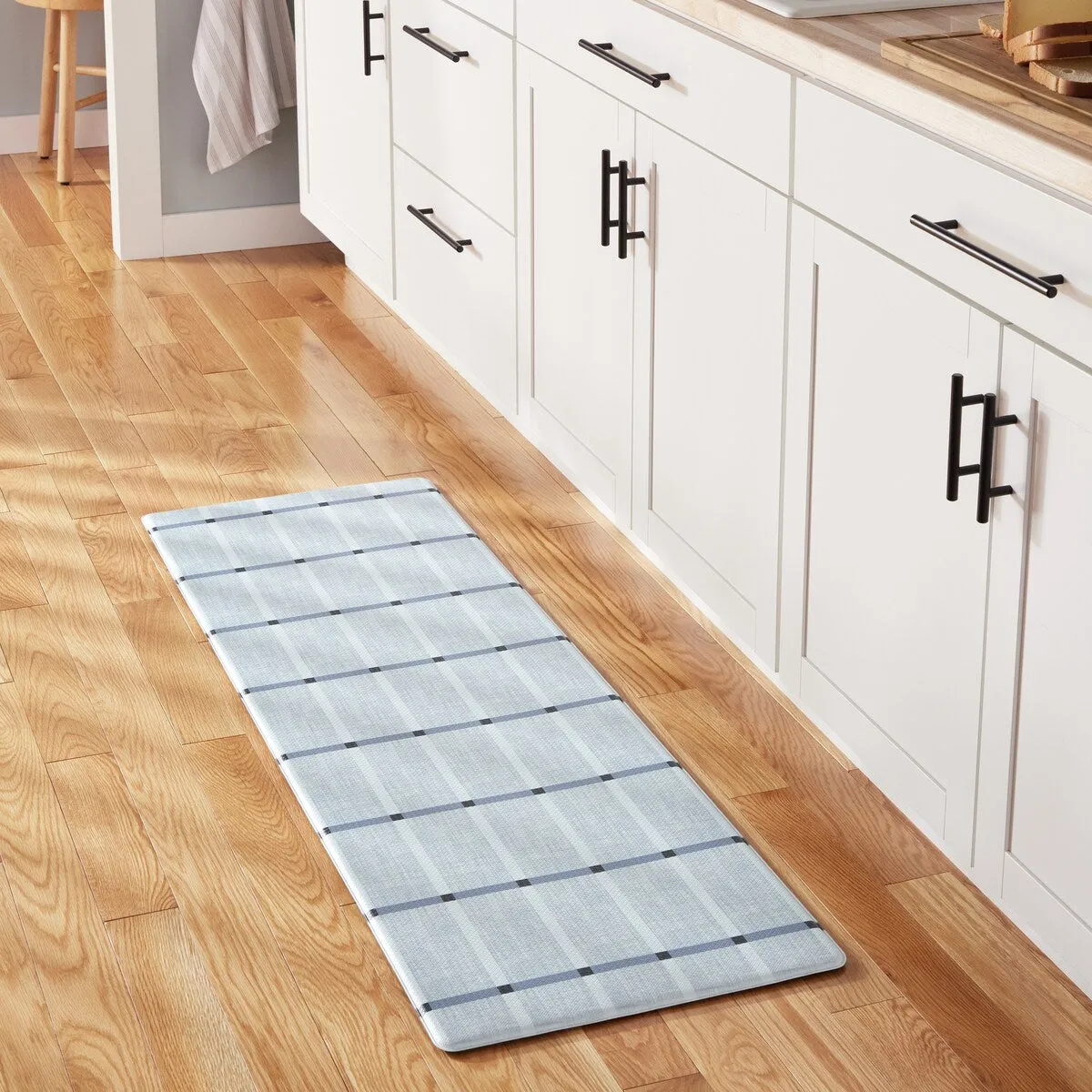 TOWN & COUNTRY BASICS Windowpane Plaid Anti Fatigue Kitchen Mat Non-Slip Backing