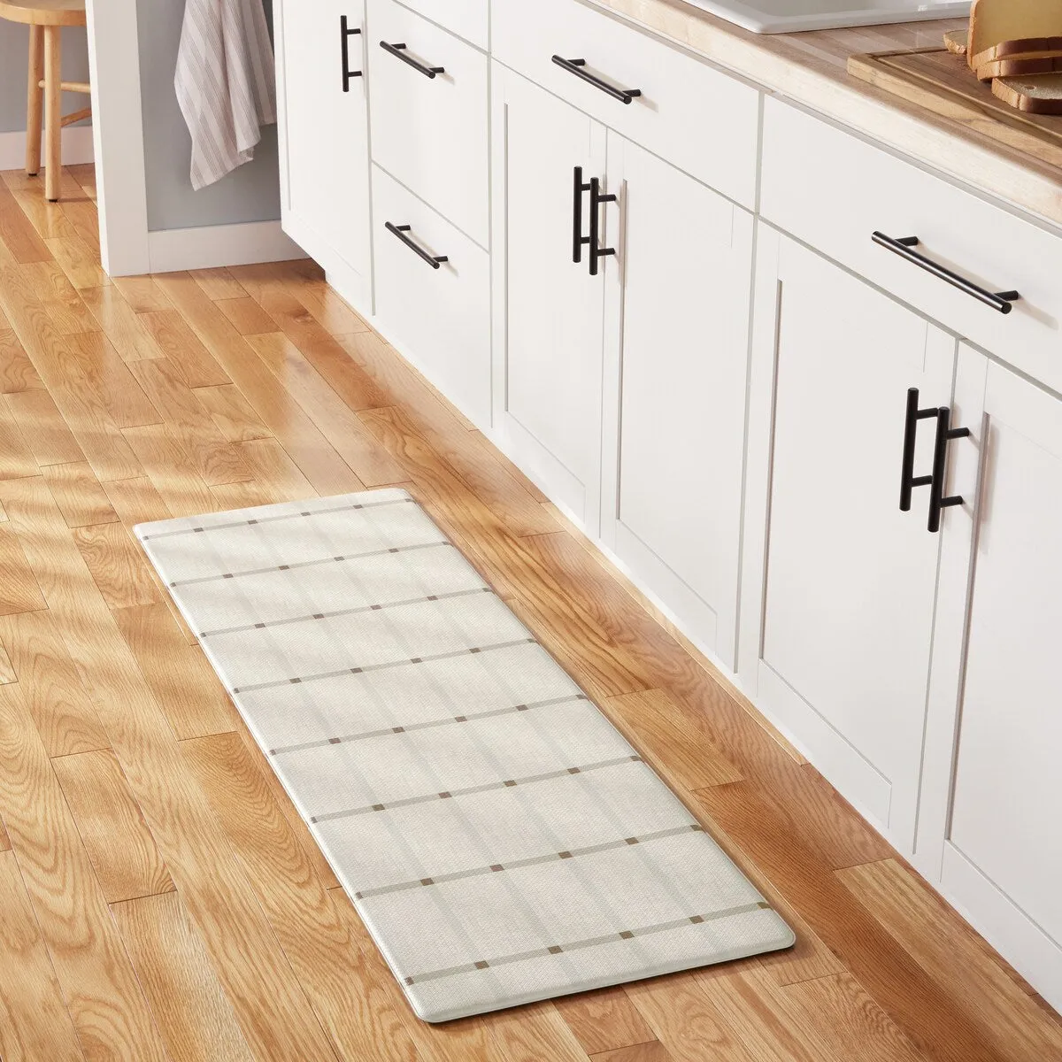 TOWN & COUNTRY BASICS Windowpane Plaid Anti Fatigue Kitchen Mat Non-Slip Backing
