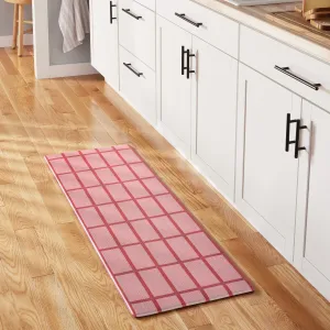 TOWN & COUNTRY BASICS Windowpane Plaid Anti Fatigue Kitchen Mat Non-Slip Backing