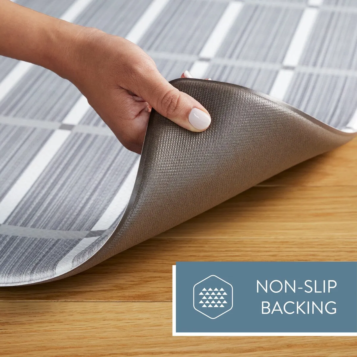 TOWN & COUNTRY BASICS Windowpane Plaid Anti Fatigue Kitchen Mat Non-Slip Backing