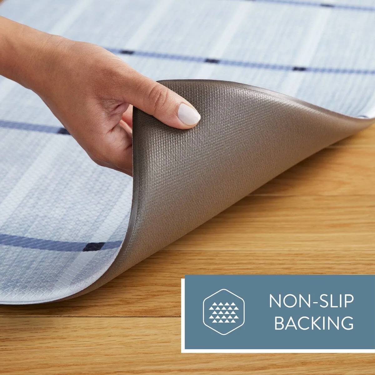 TOWN & COUNTRY BASICS Windowpane Plaid Anti Fatigue Kitchen Mat Non-Slip Backing
