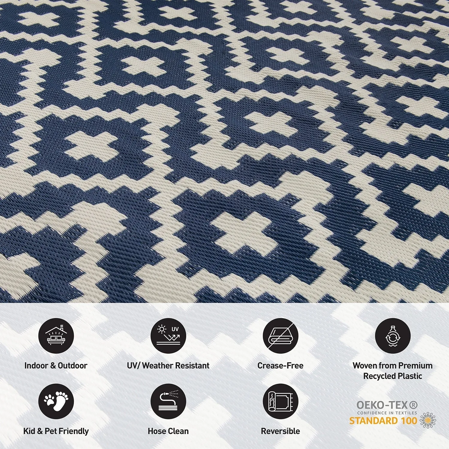 Trellis Geometric Reversible Plastic Outdoor Rugs