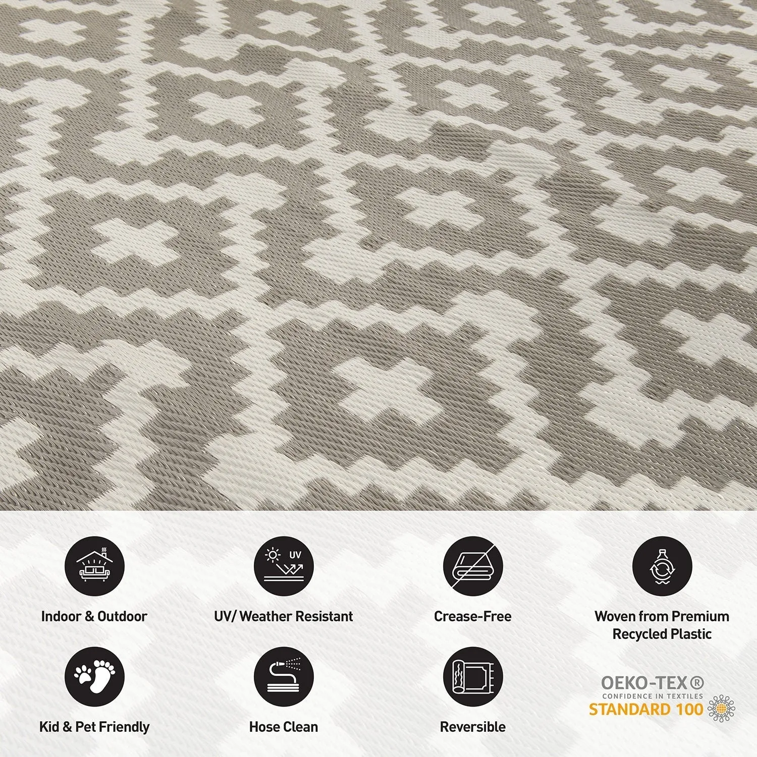 Trellis Geometric Reversible Plastic Outdoor Rugs